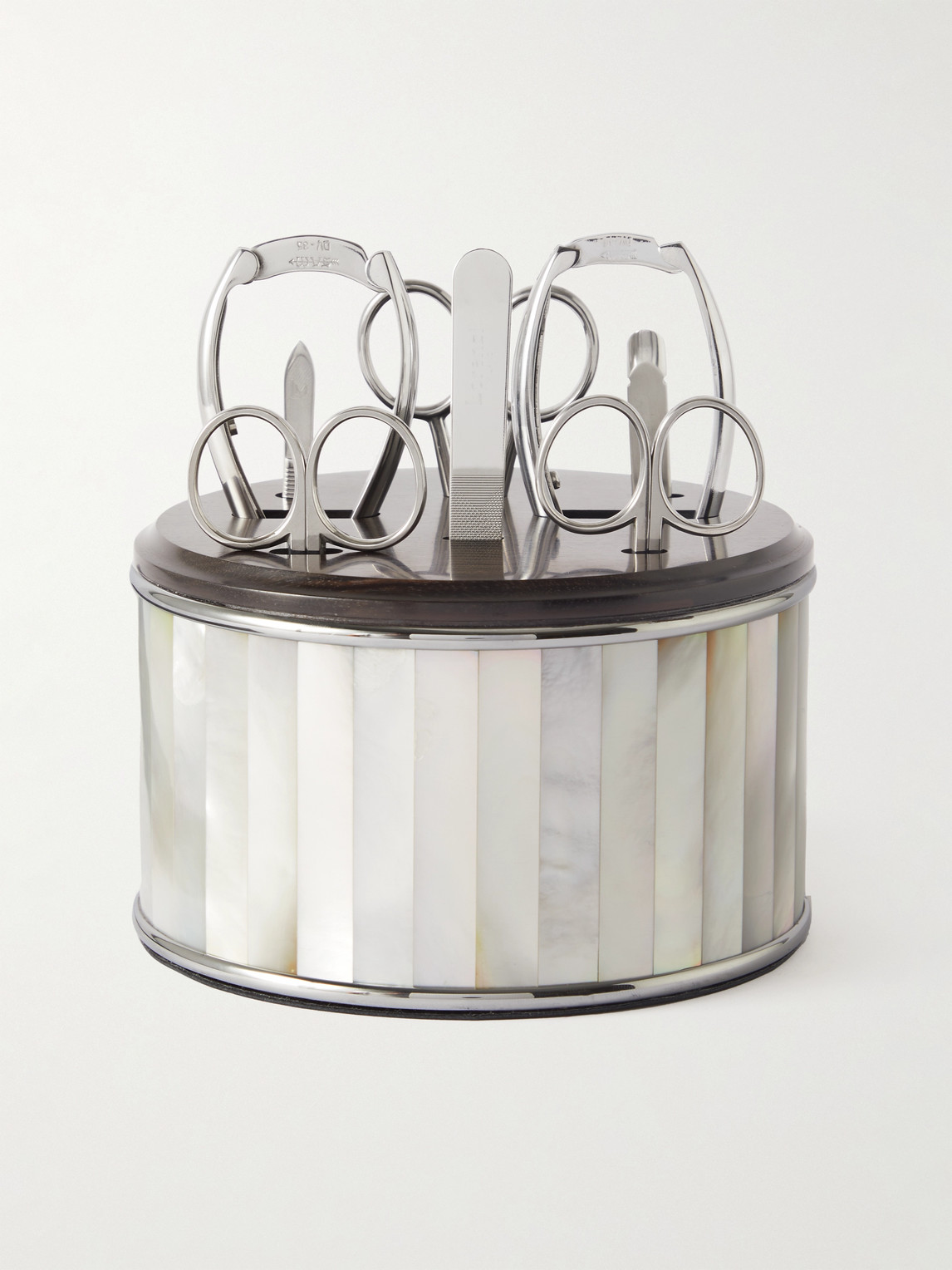 Lorenzi Milano Mother-of-pearl And Stainless Steel Manicure Set In Multi