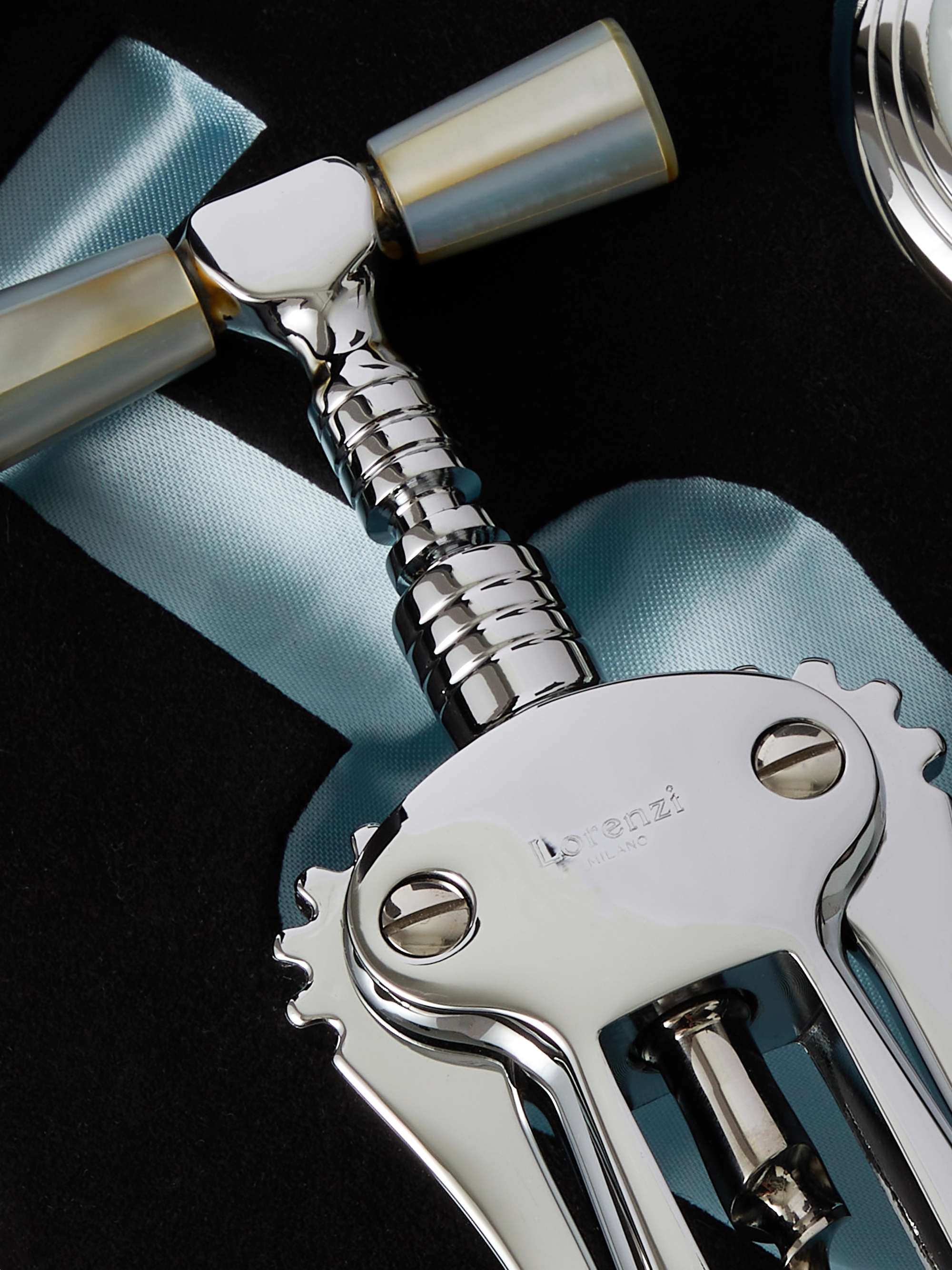 LORENZI MILANO Large Stainless Steel and Mother-of-Pearl Wine Set
