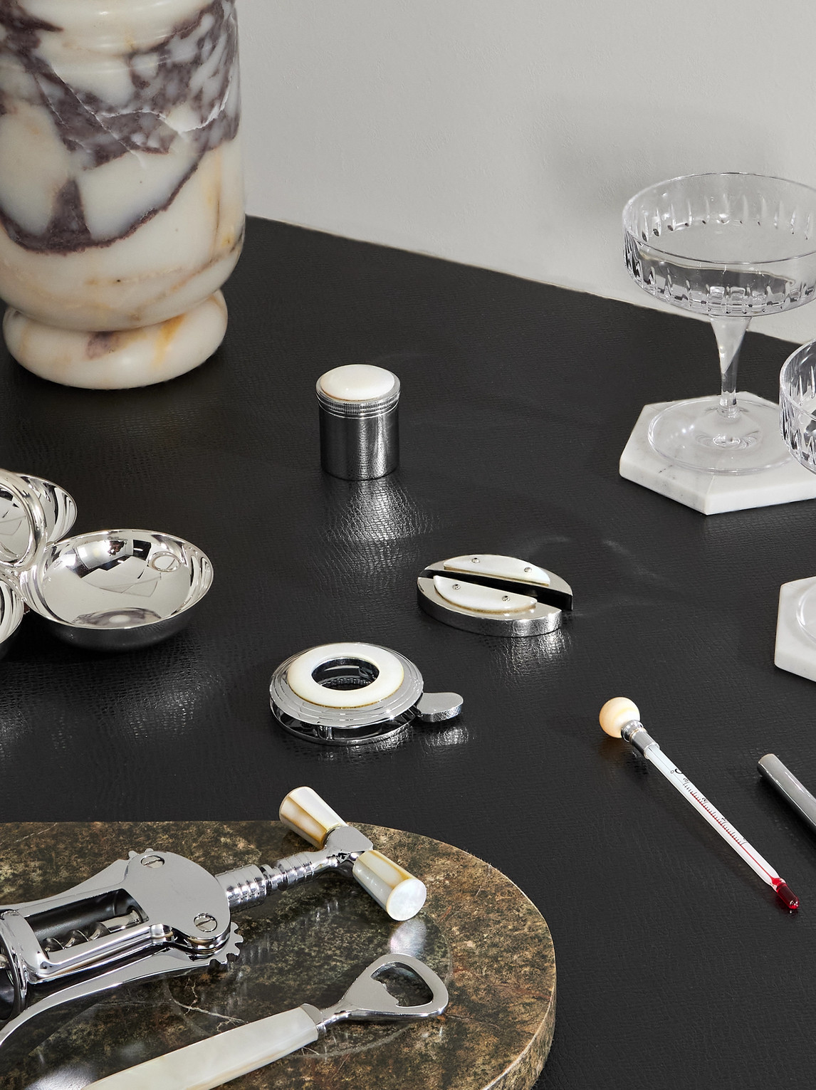 Large Stainless Steel and Mother-of-Pearl Wine Set — 2