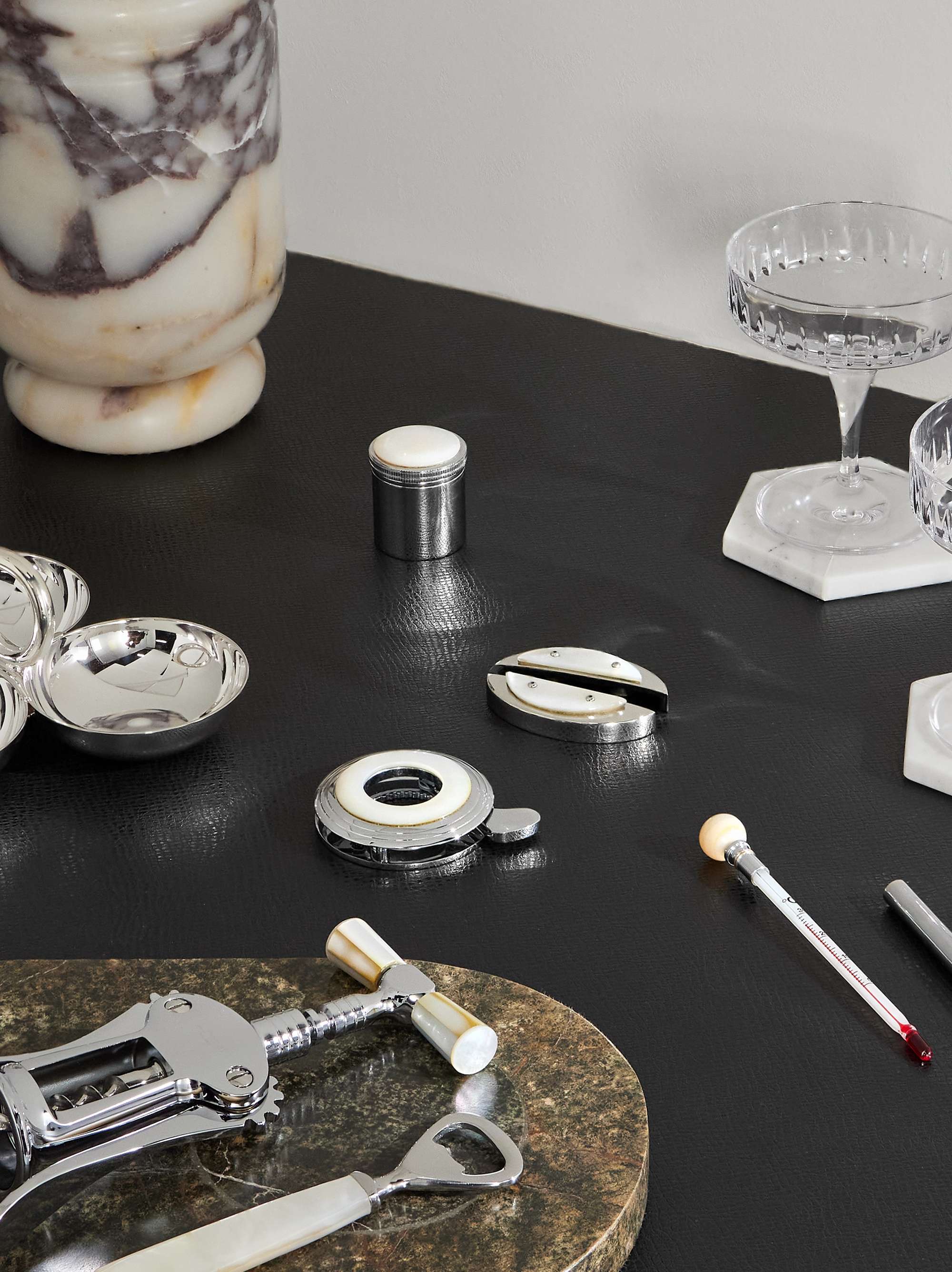 LORENZI MILANO Large Stainless Steel and Mother-of-Pearl Wine Set