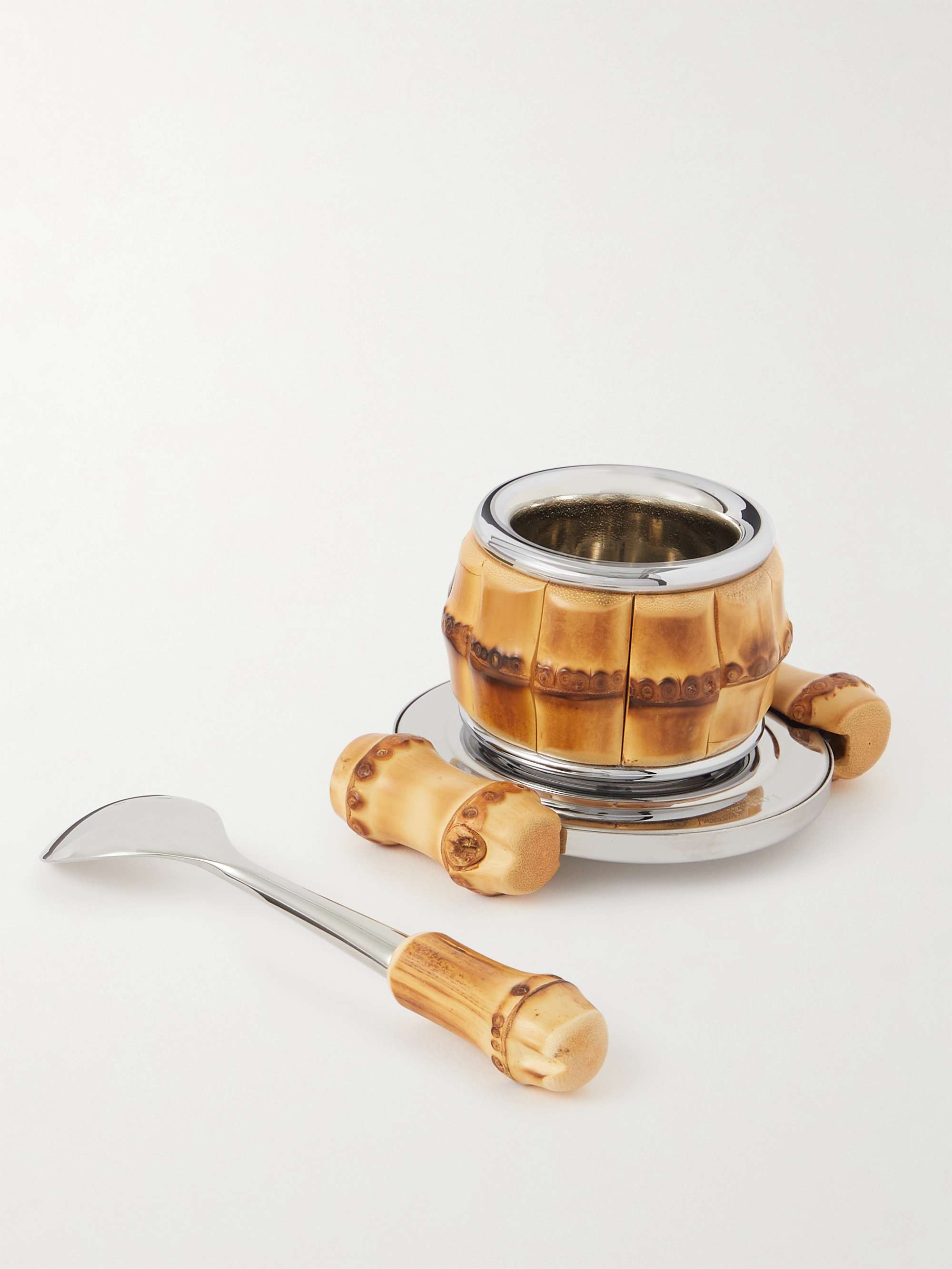 LORENZI MILANO Stainless Steel and Bamboo Egg Set