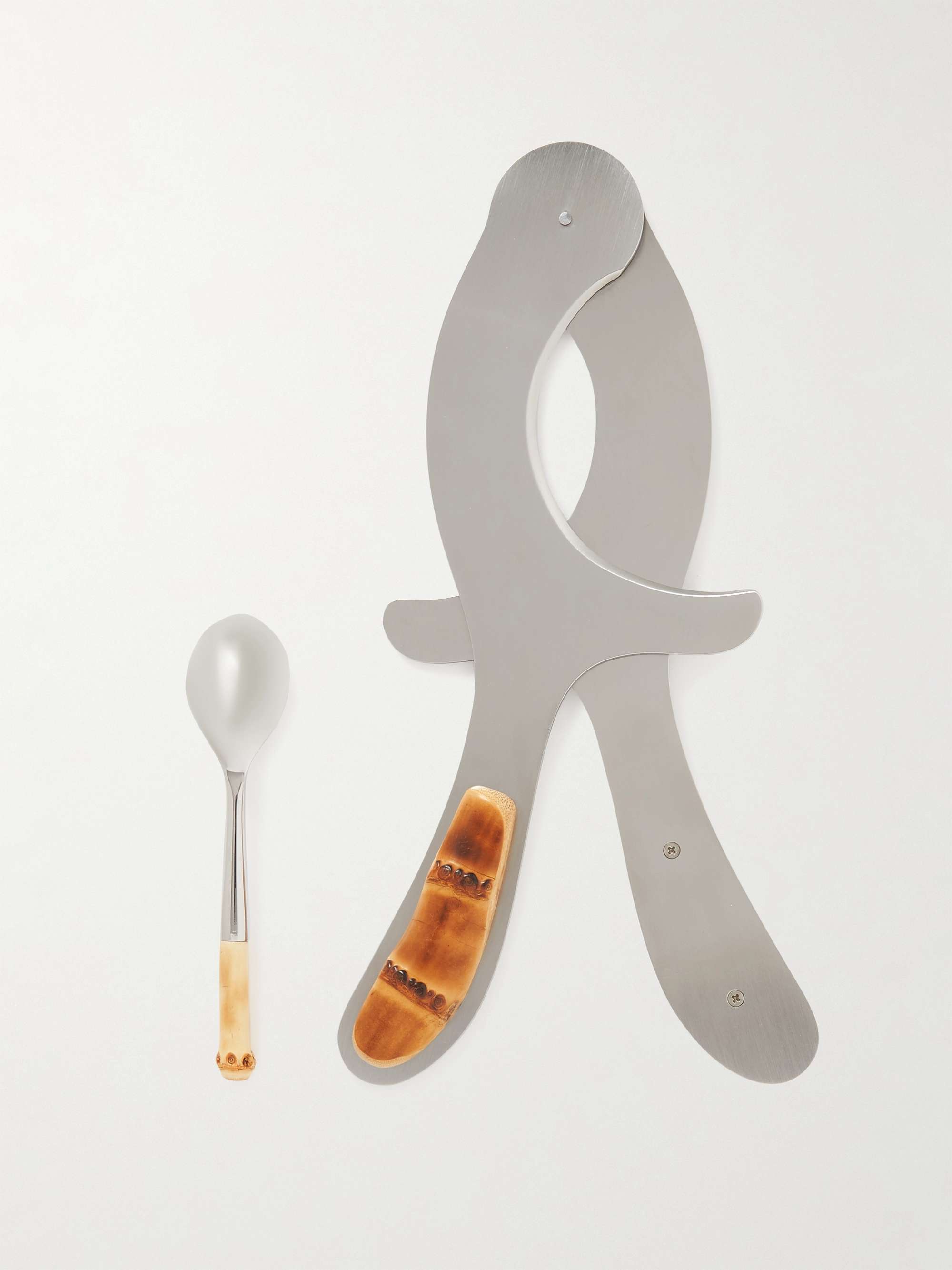 LORENZI MILANO Stainless Steel and Bamboo Sea Urchin Set