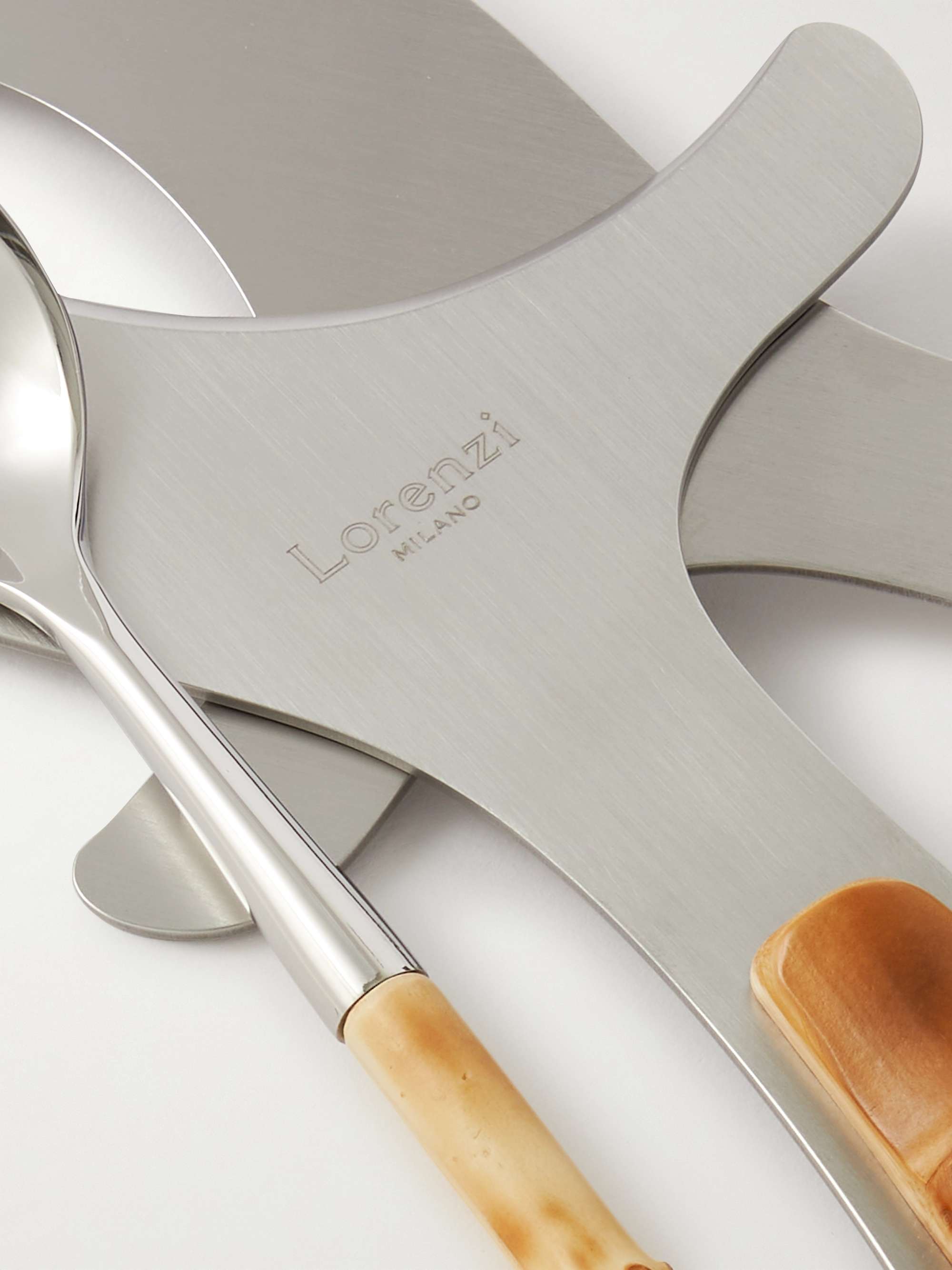 LORENZI MILANO Stainless Steel and Bamboo Sea Urchin Set