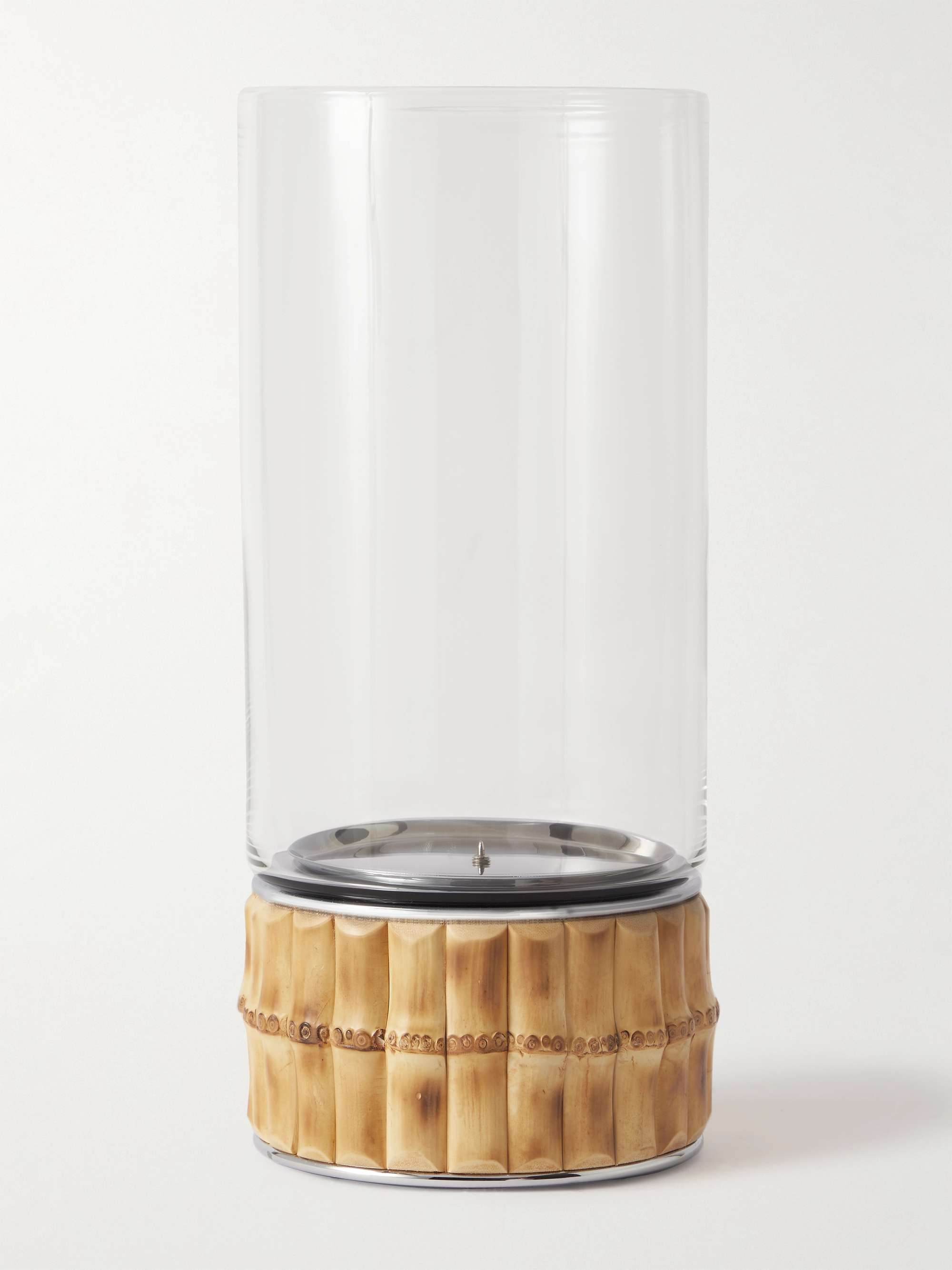LORENZI MILANO Glass and Bamboo Flower Vase Set