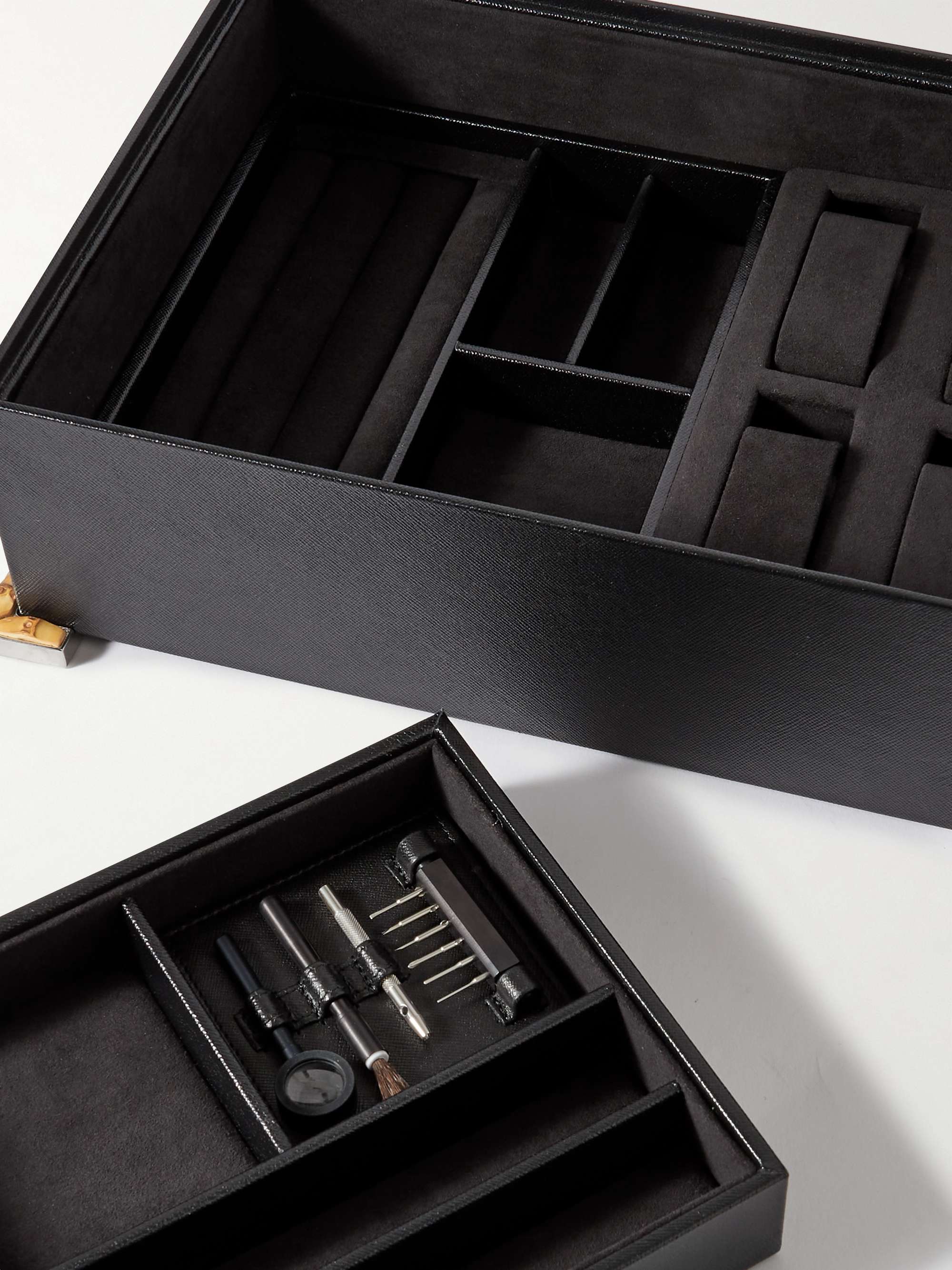 LORENZI MILANO Textured-Leather and Bamboo Jewellery Coffret