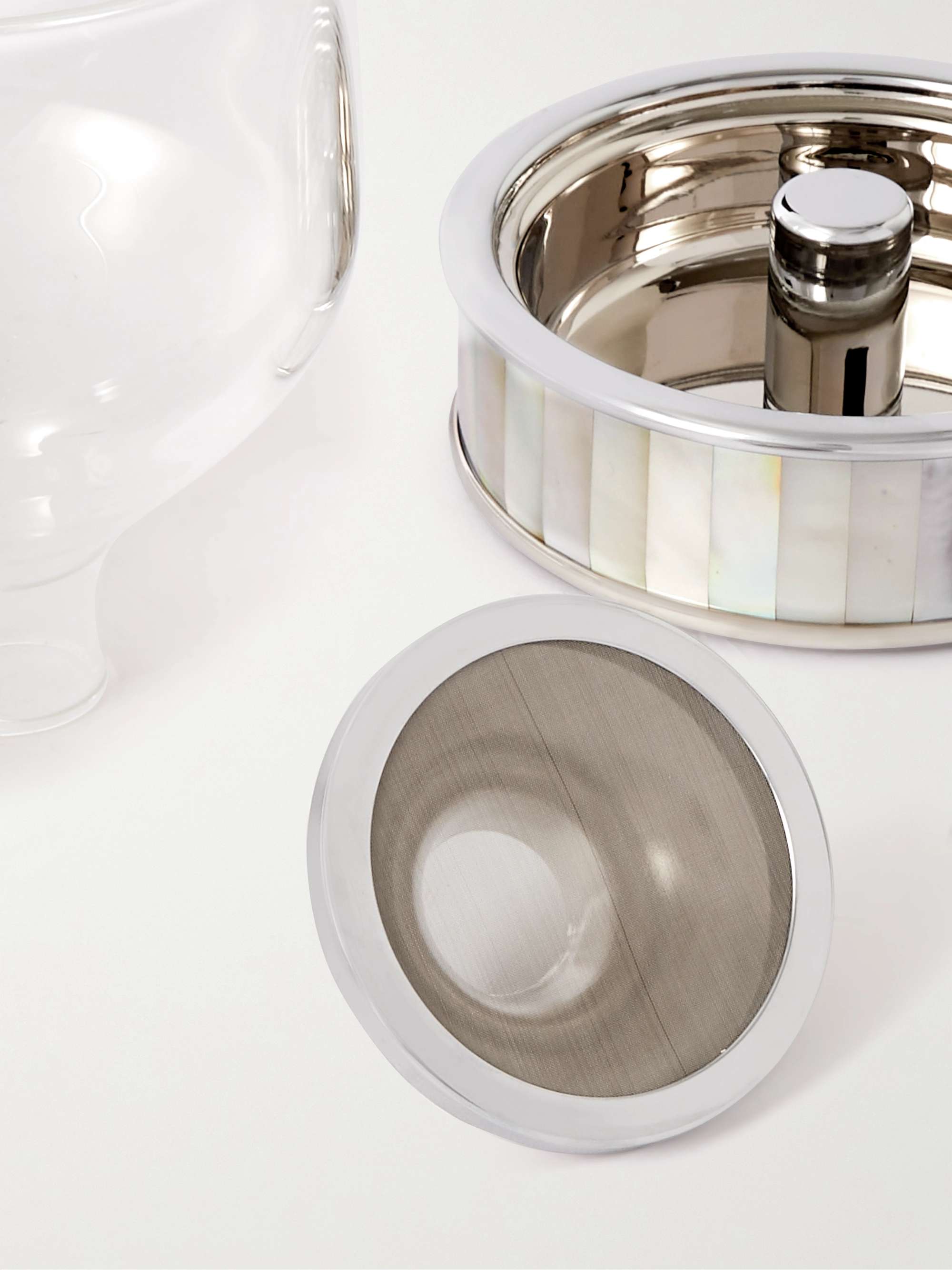 LORENZI MILANO Stainless Steel, Mother-of-Pearl and Glass Wine Filter