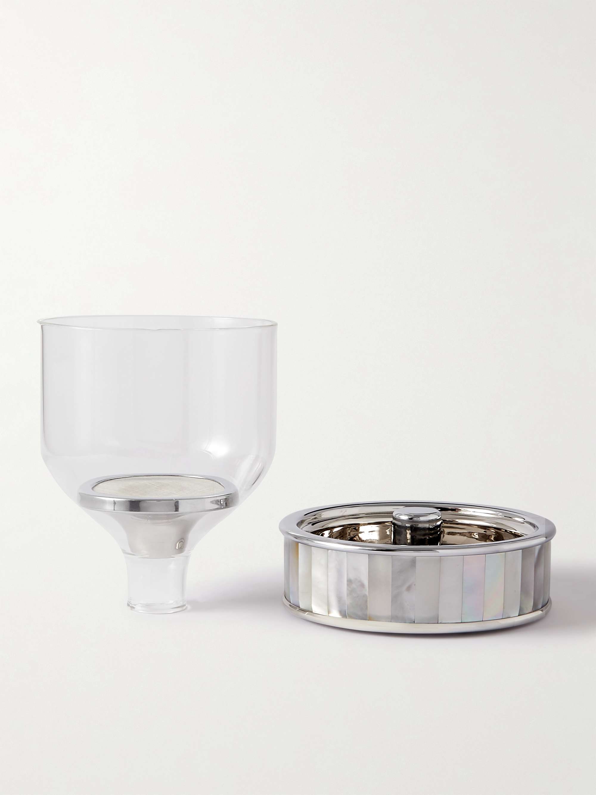 LORENZI MILANO Stainless Steel, Mother-of-Pearl and Glass Wine Filter