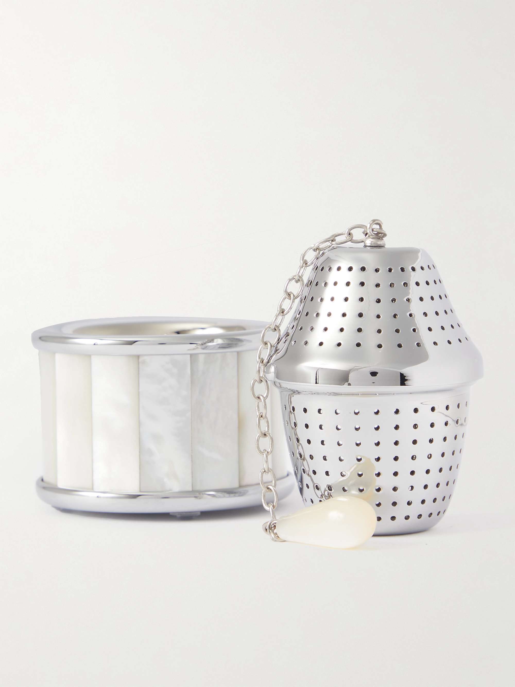 LORENZI MILANO Stainless Steel, Mother-of-Pearl And Chrome-Plated Tea Infuser
