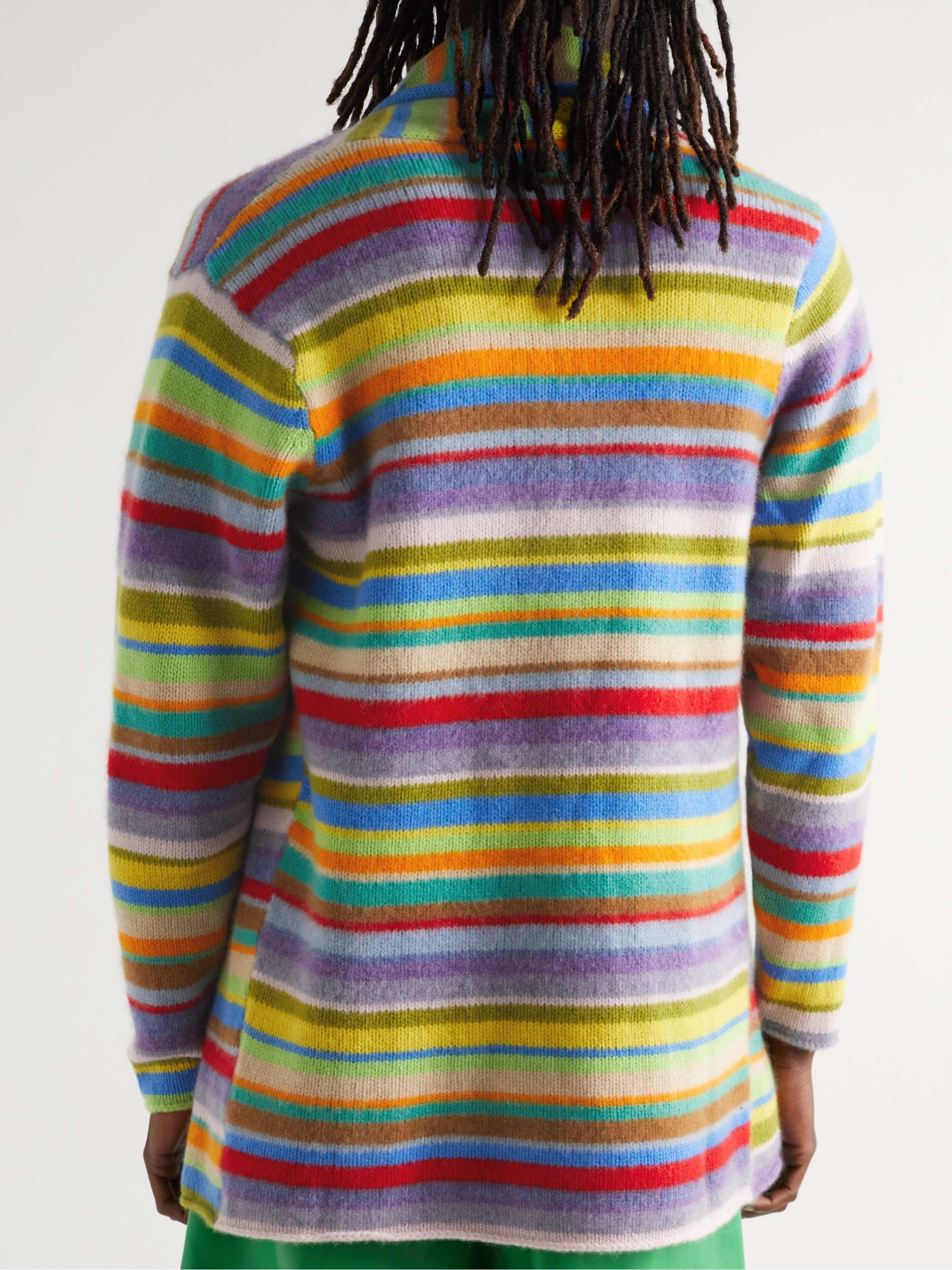 THE ELDER STATESMAN Jolly Striped Cashmere Cardigan