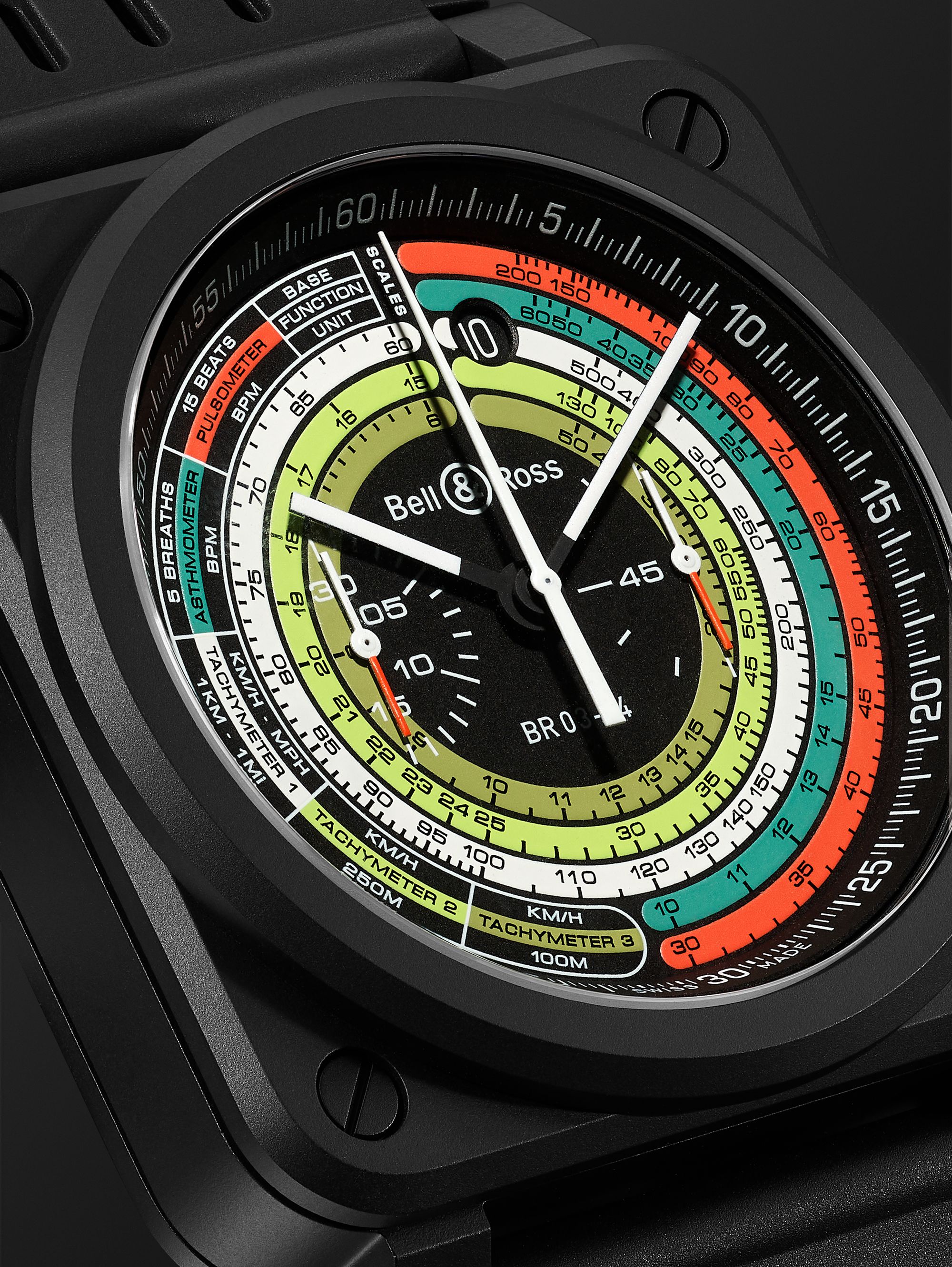 BELL & ROSS BR 03-94 Multimeter Limited Edition Automatic 42mm Ceramic and Rubber Watch, Ref. No. BR0394-SW-CE/SRB