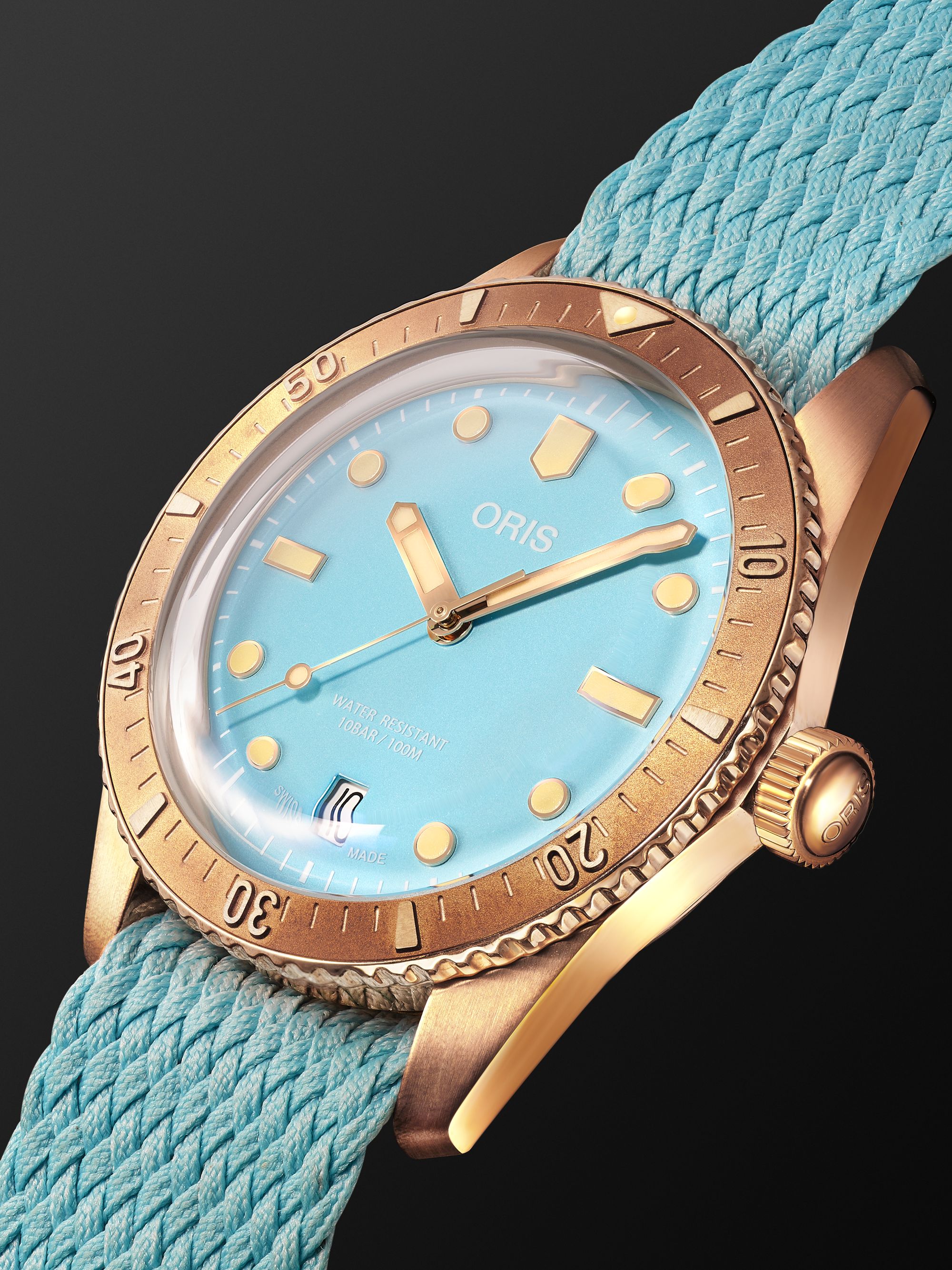 ORIS Divers Sixty-Five Automatic 38mm Bronze and Recycled-Perlon Watch, Ref. No. 01 733 7771 3155-07 3 19 02BR
