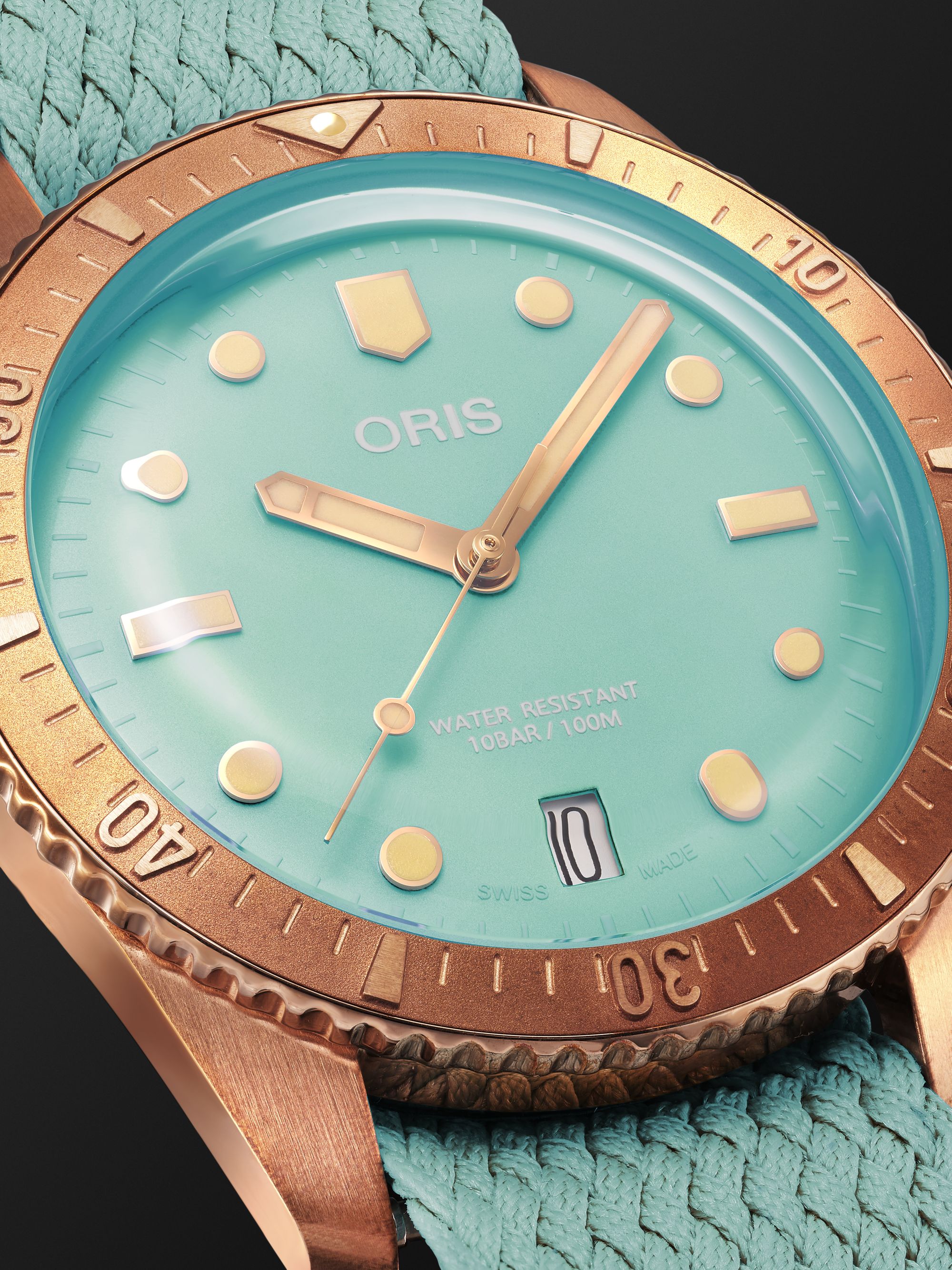 ORIS Divers Sixty-Five Automatic 38mm Bronze and Recycled-Perlon Watch, Ref. No. 01 733 7771 3157-07 3 19 03BR