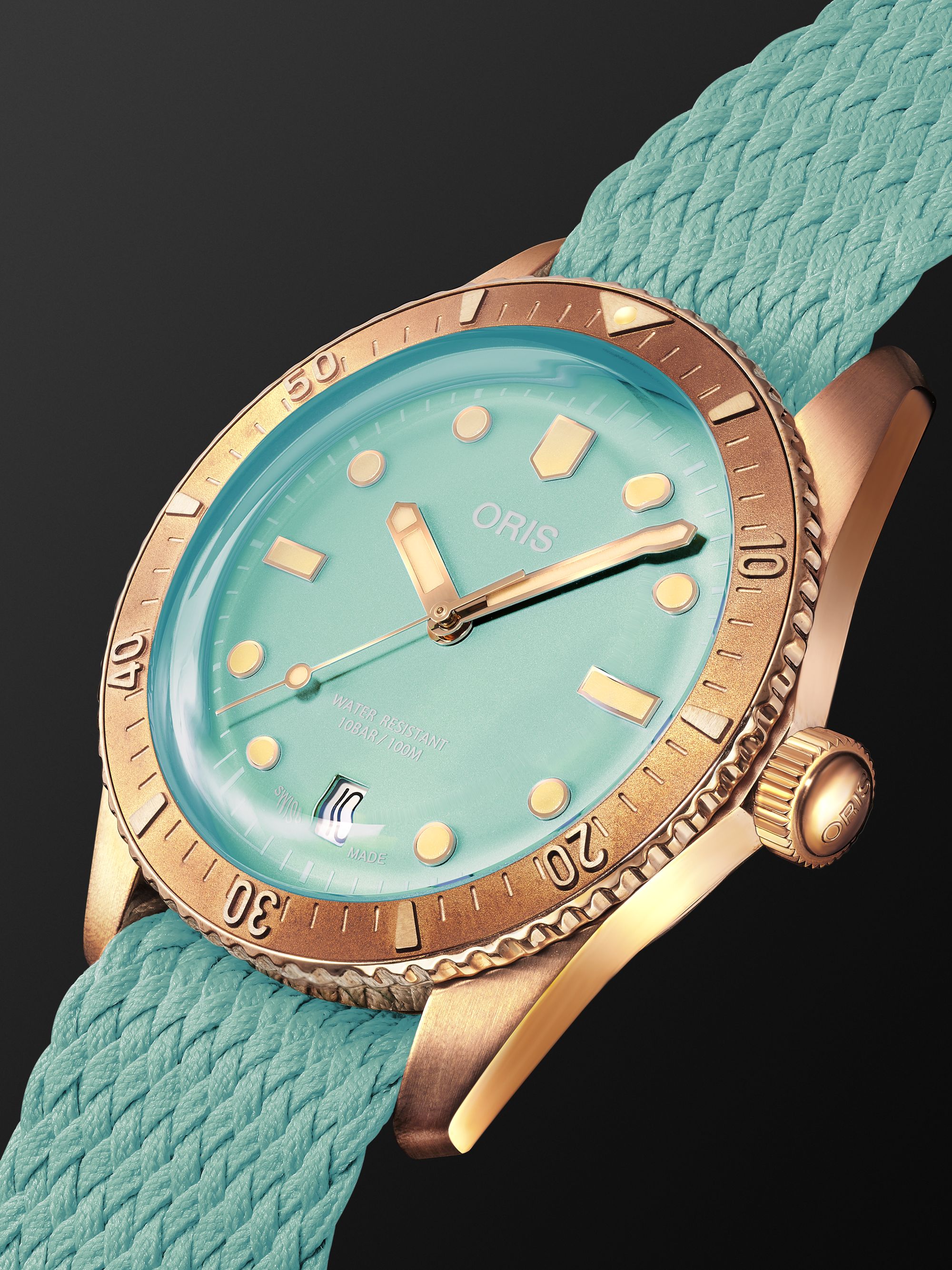ORIS Divers Sixty-Five Automatic 38mm Bronze and Recycled-Perlon Watch, Ref. No. 01 733 7771 3157-07 3 19 03BR