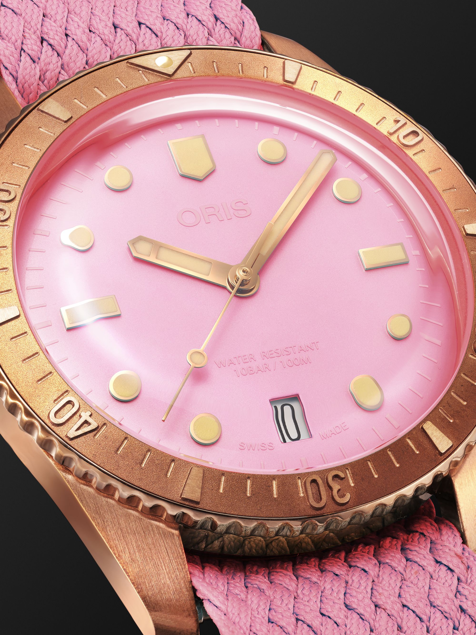 ORIS Divers Sixty-Five Automatic 38mm Bronze and Recycled-Perlon Watch, Ref. No. 01 733 7771 3158-07 3 19 04BR