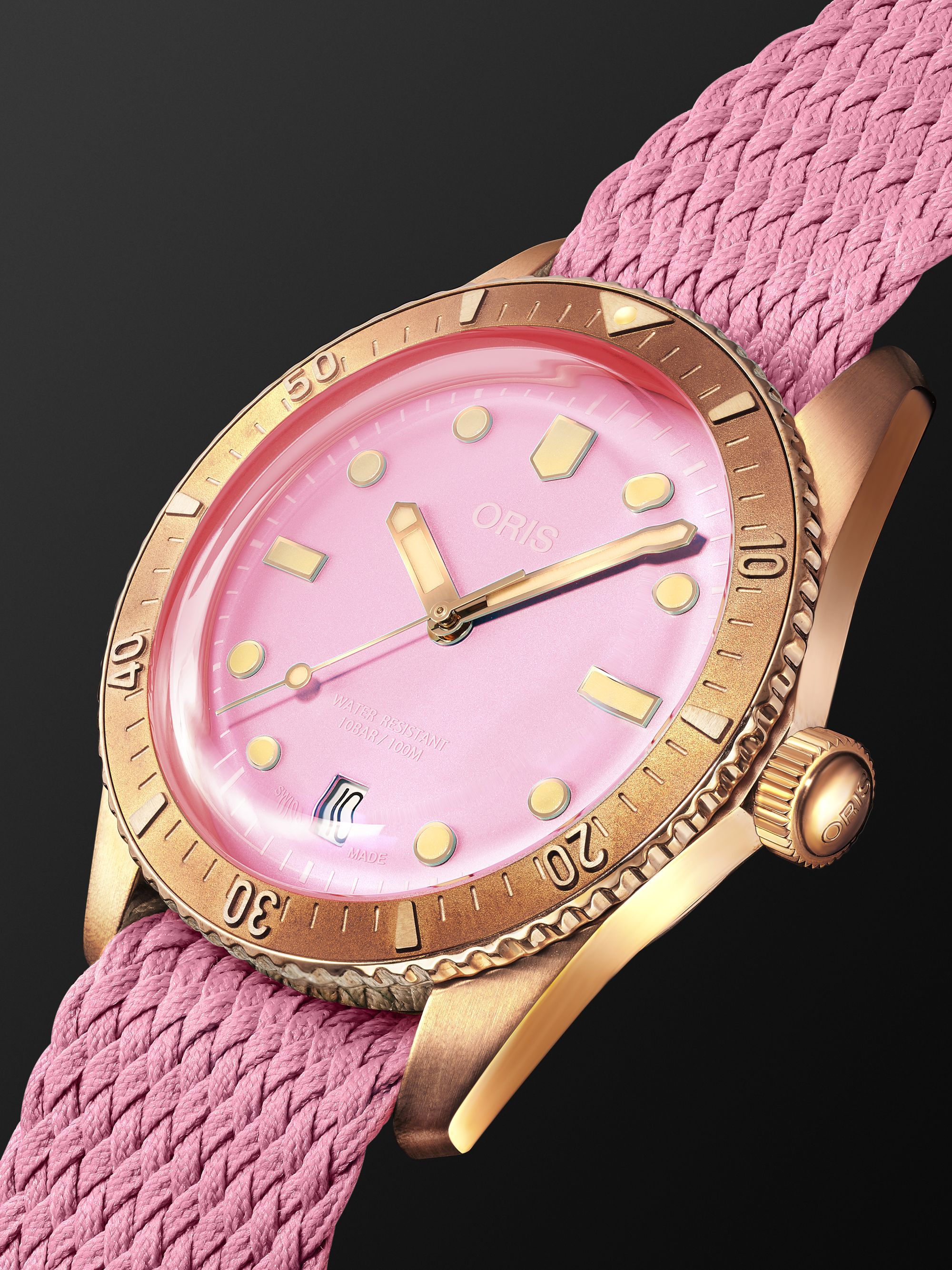 ORIS Divers Sixty-Five Automatic 38mm Bronze and Recycled-Perlon Watch, Ref. No. 01 733 7771 3158-07 3 19 04BR