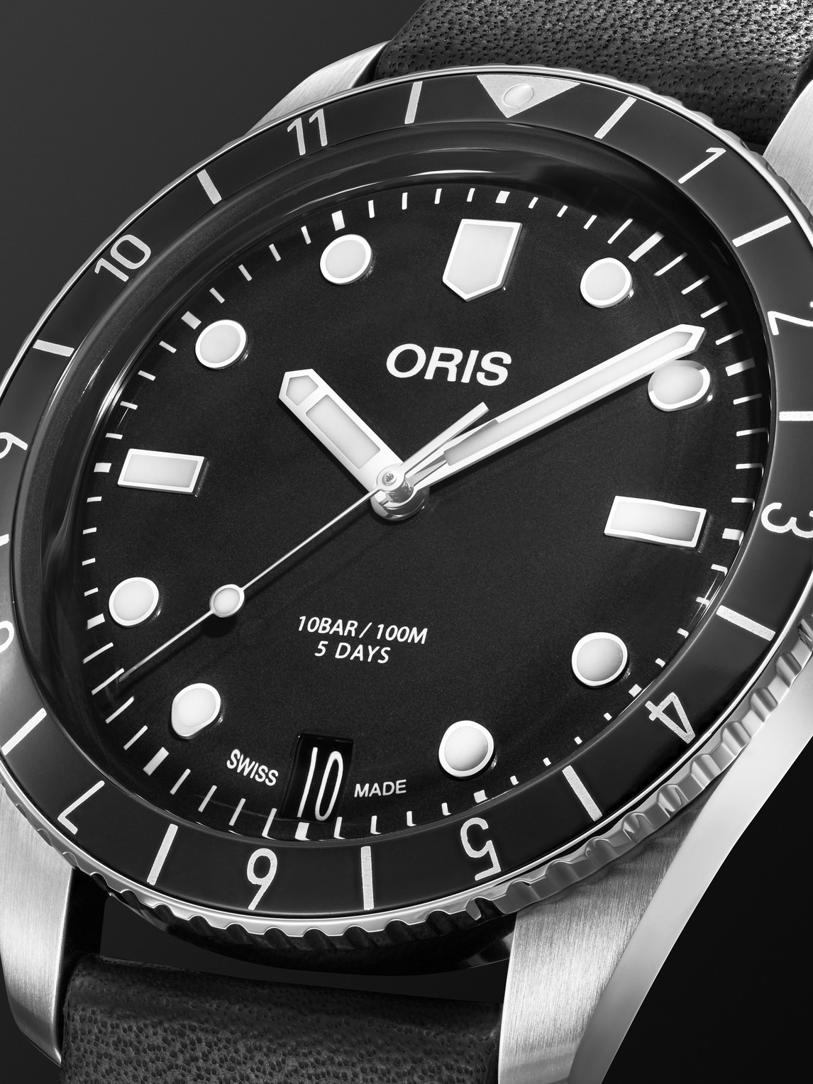 Shop Oris Divers Sixty-five Automatic 40mm Stainless Steel And Leather Watch, Ref. No. 01 400 7772 4054-07 5 2 In Black