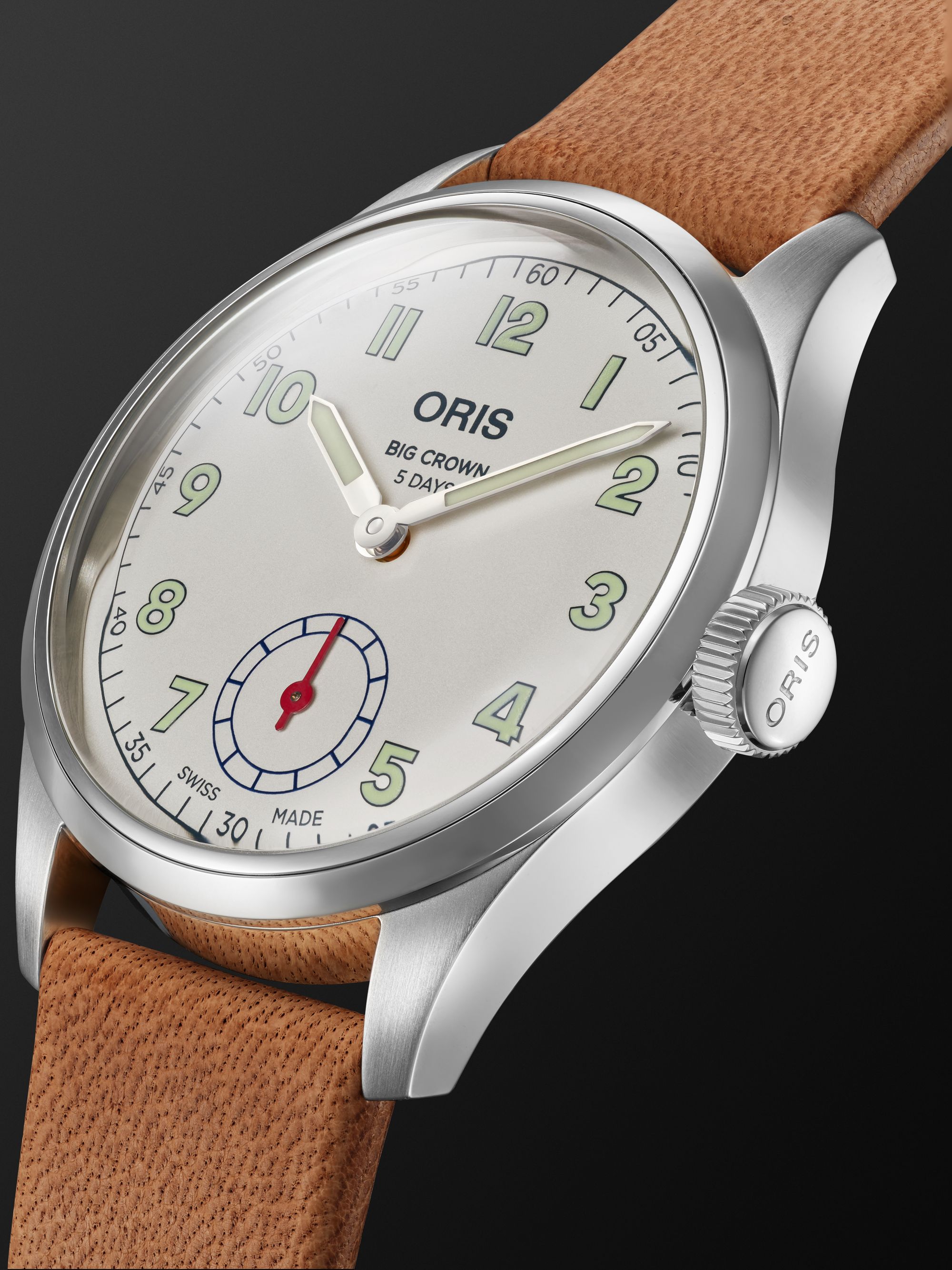 ORIS 윙스 오브 호프 리미티드 에디션 오토매틱 스테인리스 스틸 가죽 40mm 시계 레퍼런스 넘버 01 401 7781 4081 세트