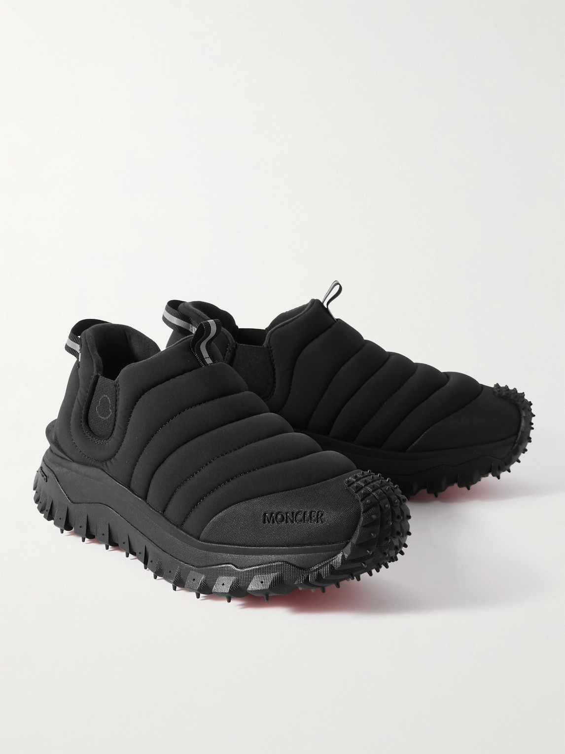 Shop Moncler Trailgrip Après Quilted Shell Slip-on Sneakers In Black