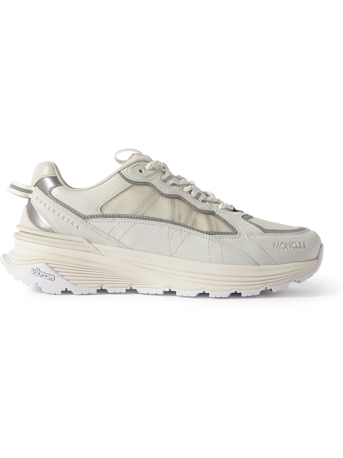 Shop Moncler Lite Runner Leather And Mesh Sneakers In White