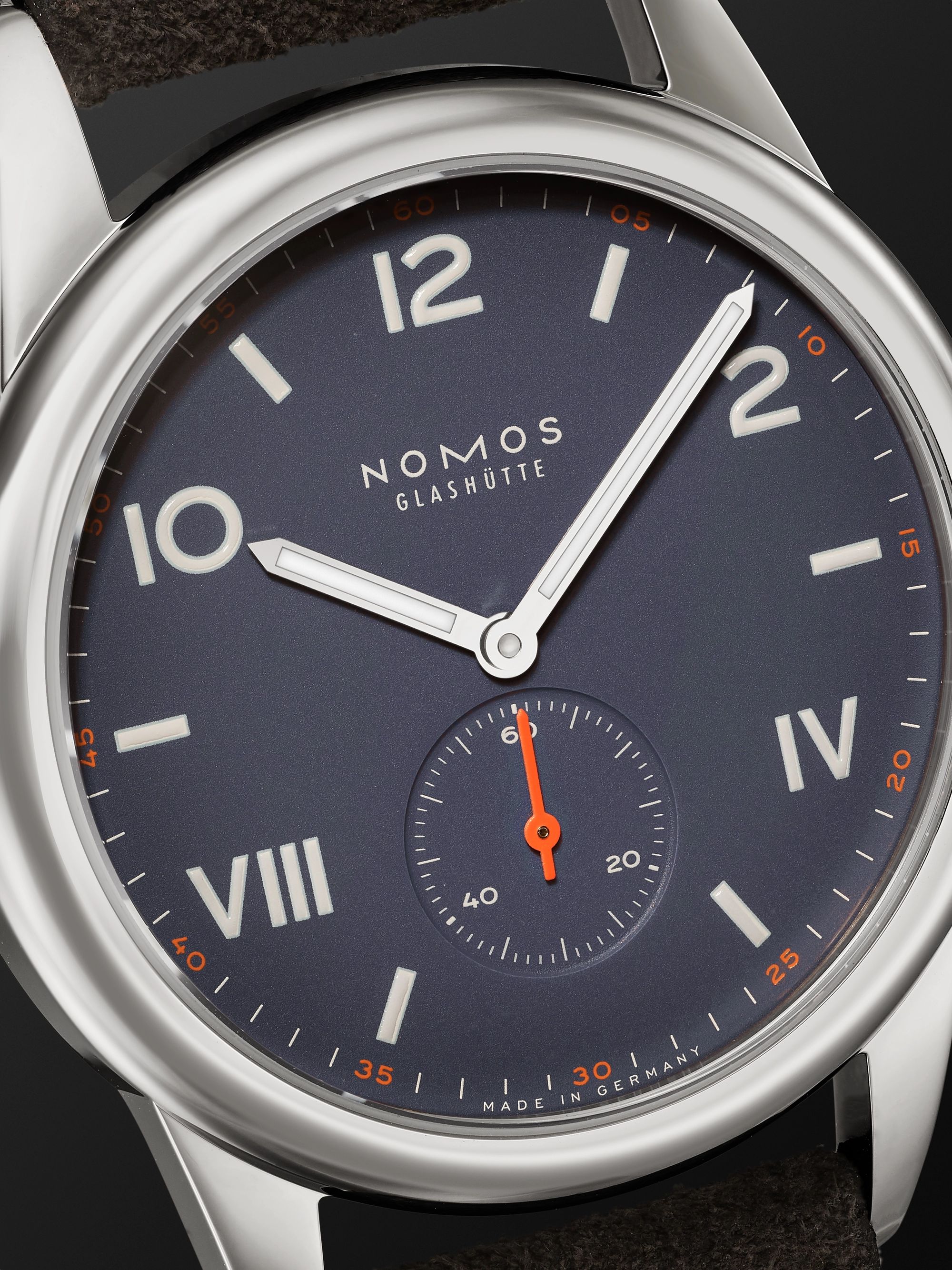 NOMOS GLASHÜTTE Club Campus Hand-Wound 38mm Stainless Steel and Leather Watch, Ref. No. 730