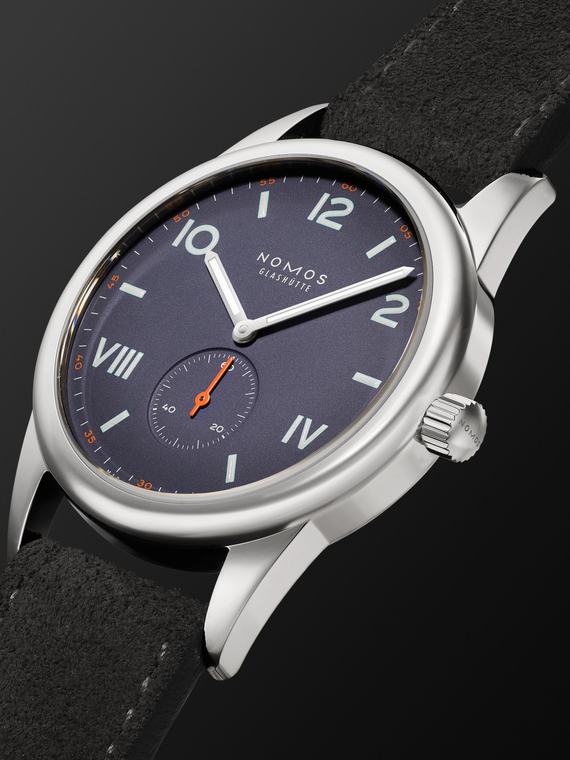 NOMOS GLASHÜTTE Club Campus Hand-Wound 38mm Stainless Steel and Leather Watch, Ref. No. 730