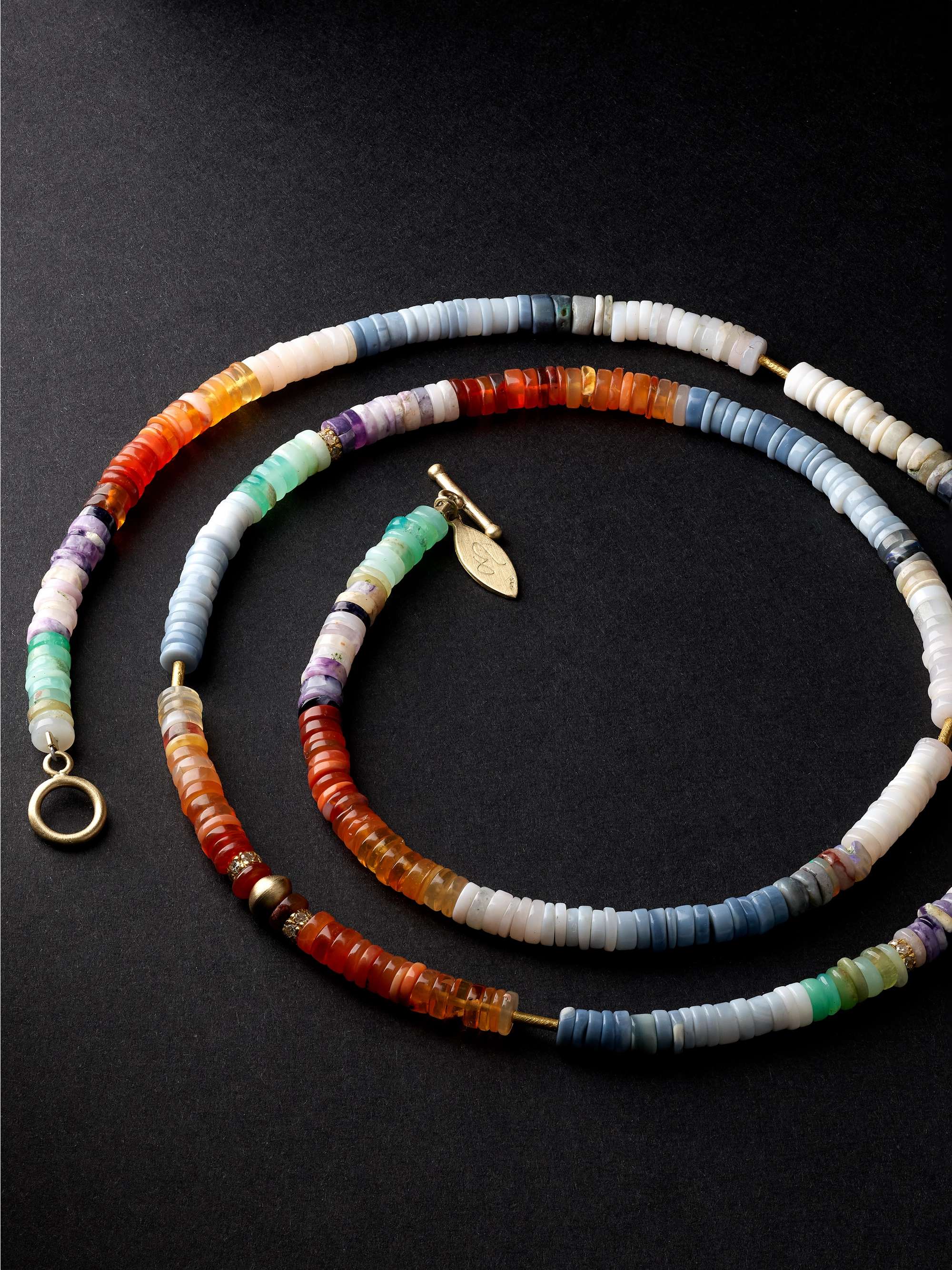 JACQUIE AICHE Gold, Opal and Diamond Beaded Necklace