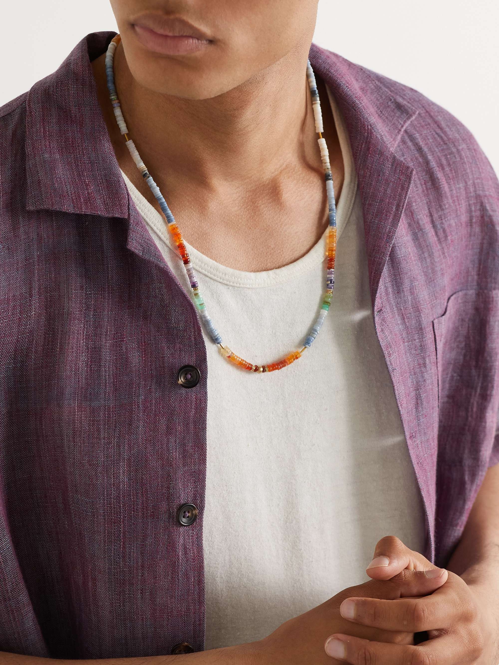JACQUIE AICHE Gold, Opal and Diamond Beaded Necklace