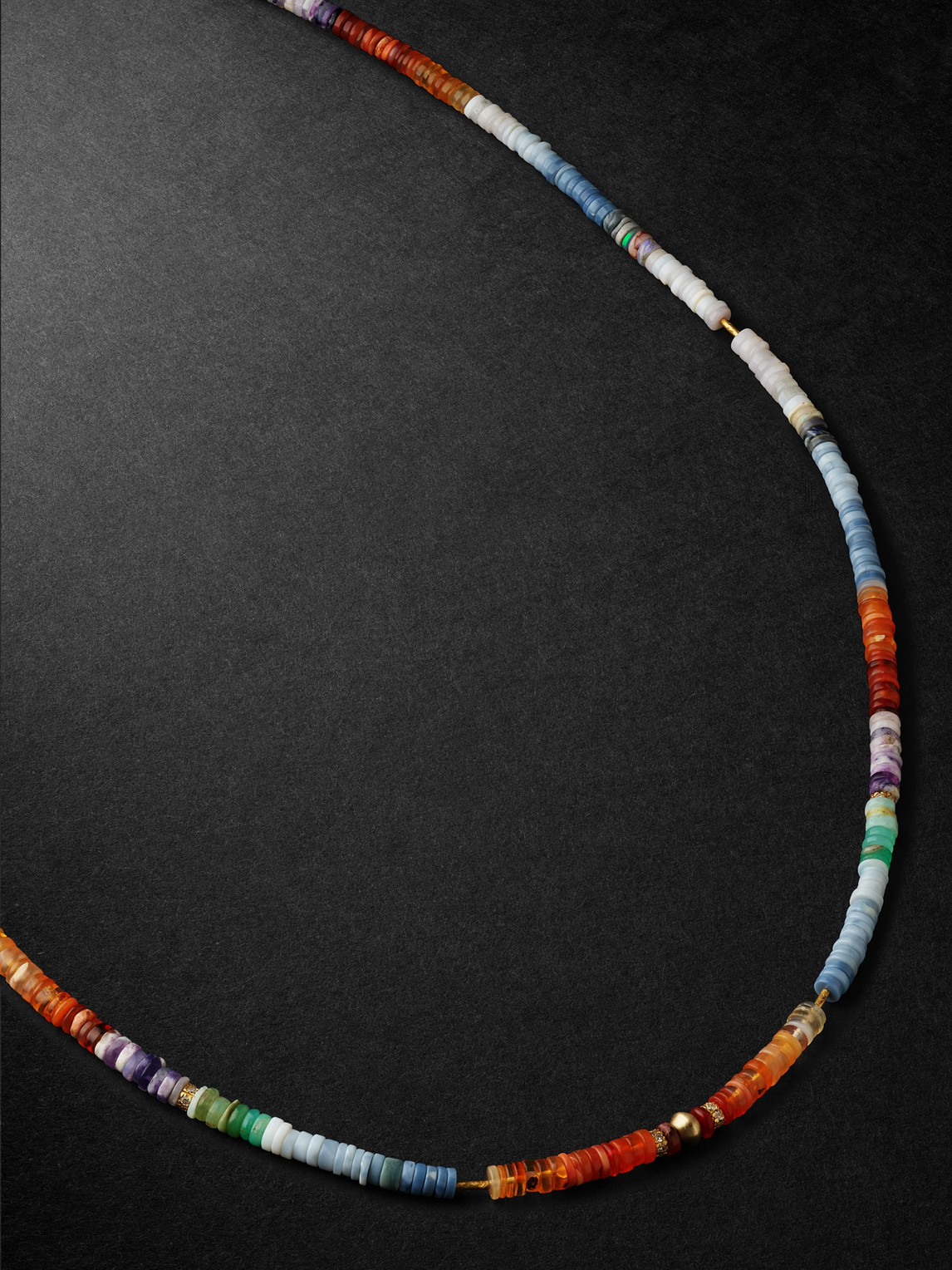 Gold, Opal and Diamond Beaded Necklace