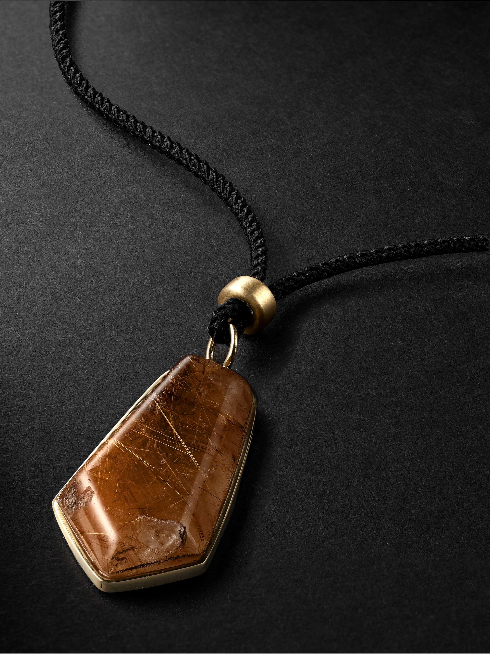 JACQUIE AICHE Gold, Quartz and Cord Necklace