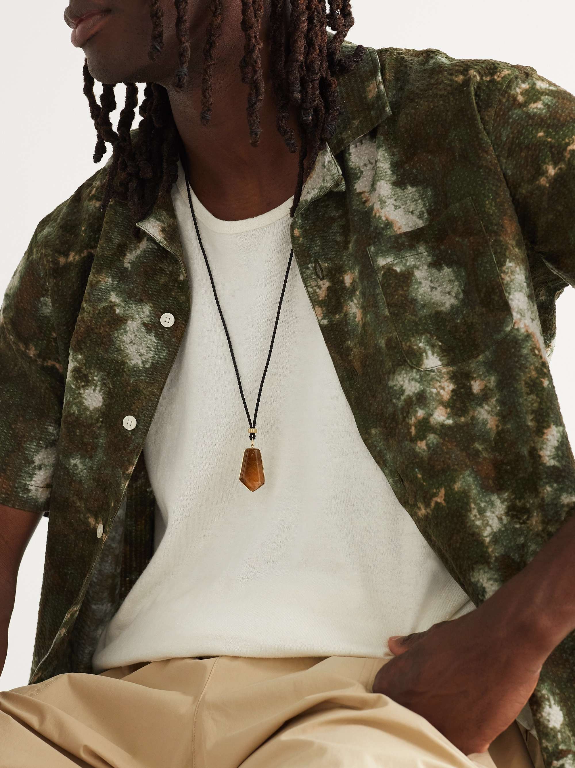 JACQUIE AICHE Gold, Quartz and Cord Necklace