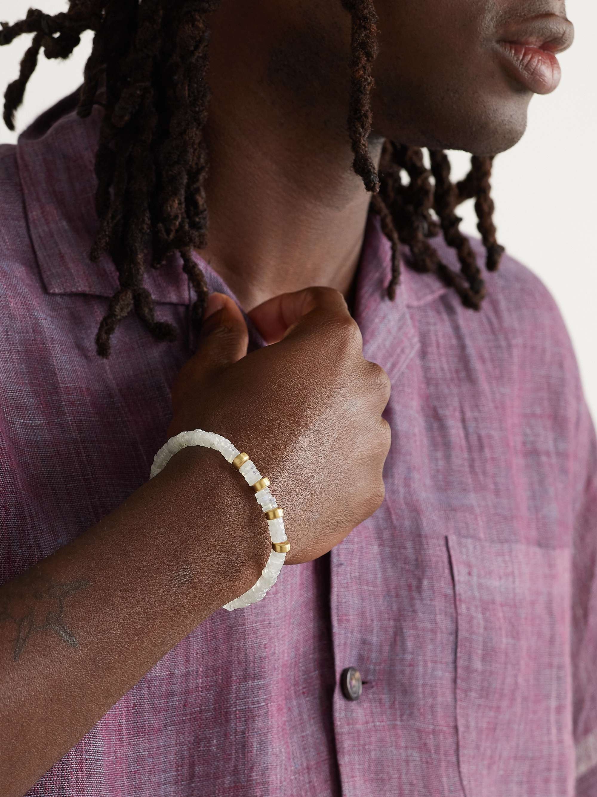 JACQUIE AICHE Gold, Moonstone and Diamond Bracelet