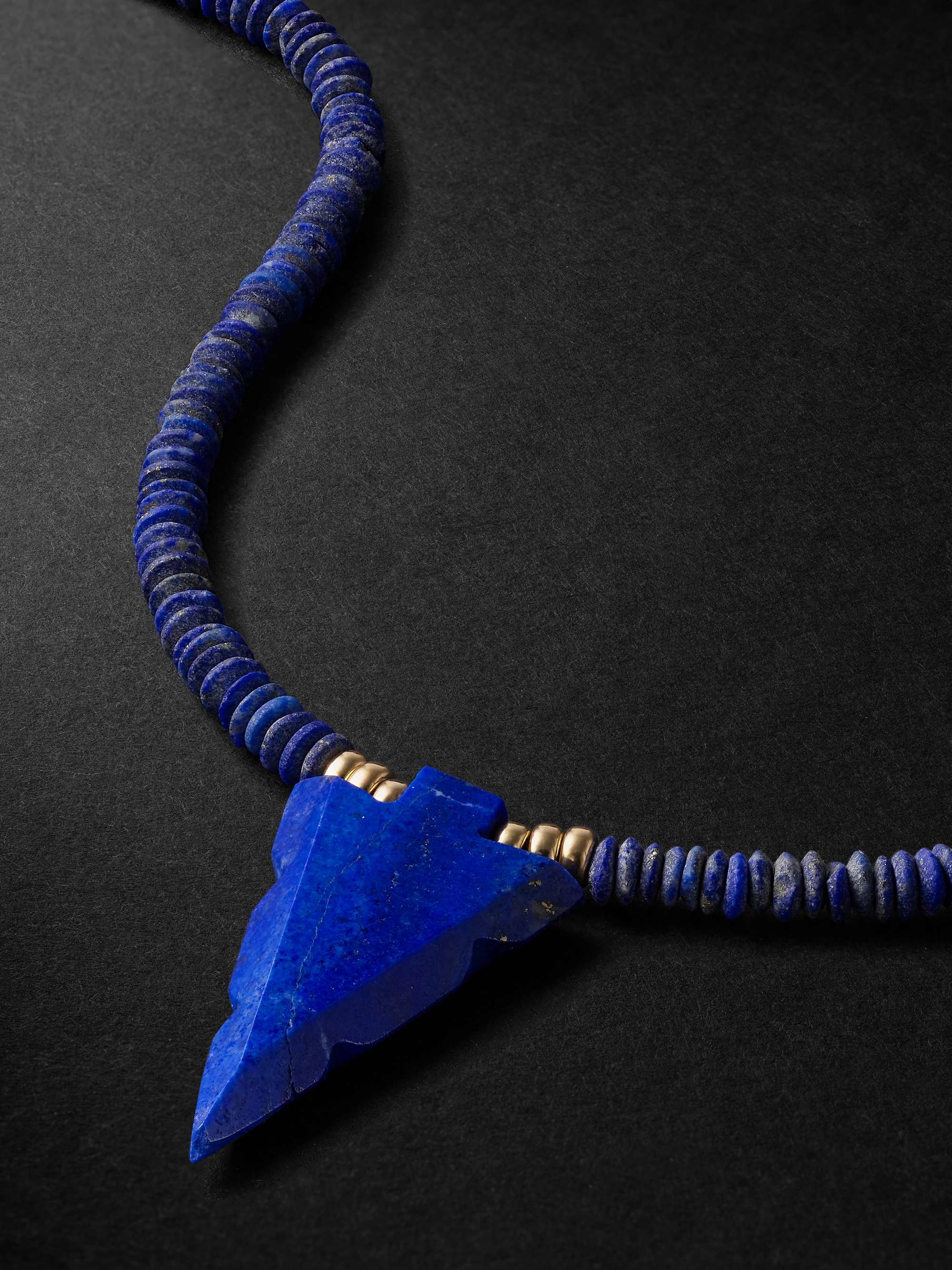 JACQUIE AICHE Gold, Lapis Lazuli and Diamond Beaded Necklace