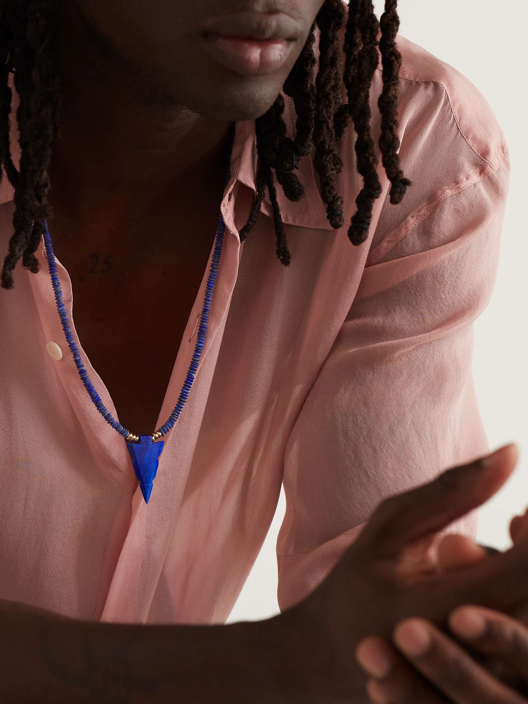 JACQUIE AICHE Gold, Lapis Lazuli and Diamond Beaded Necklace