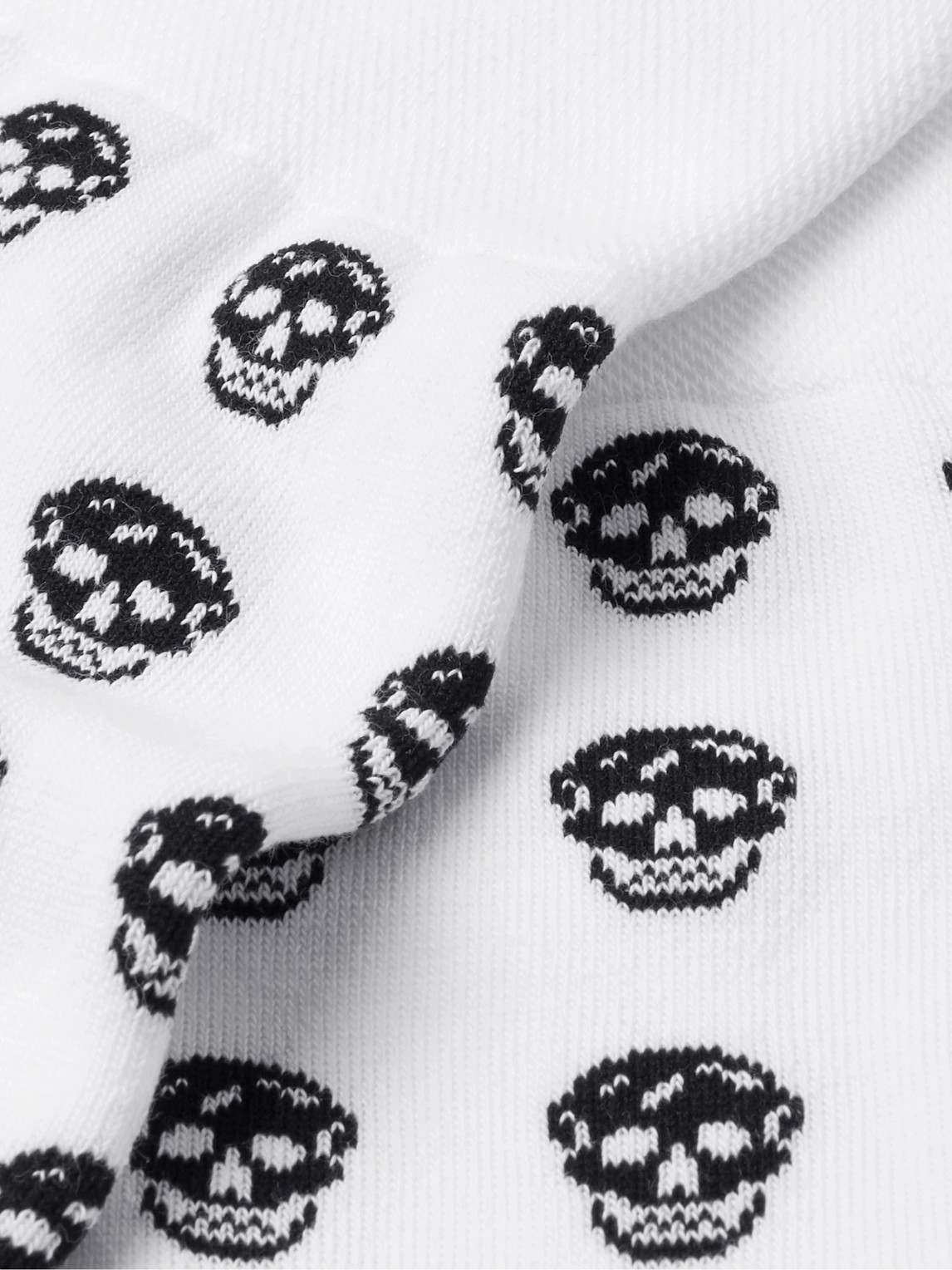 Shop Alexander Mcqueen Skull-intarsia Cotton-blend Socks In White