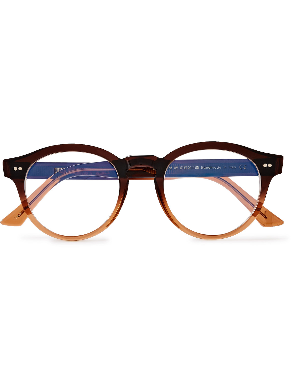 Cutler And Gross 1378 Round-frame Acetate Blue Light-blocking Optical Glasses In Brown