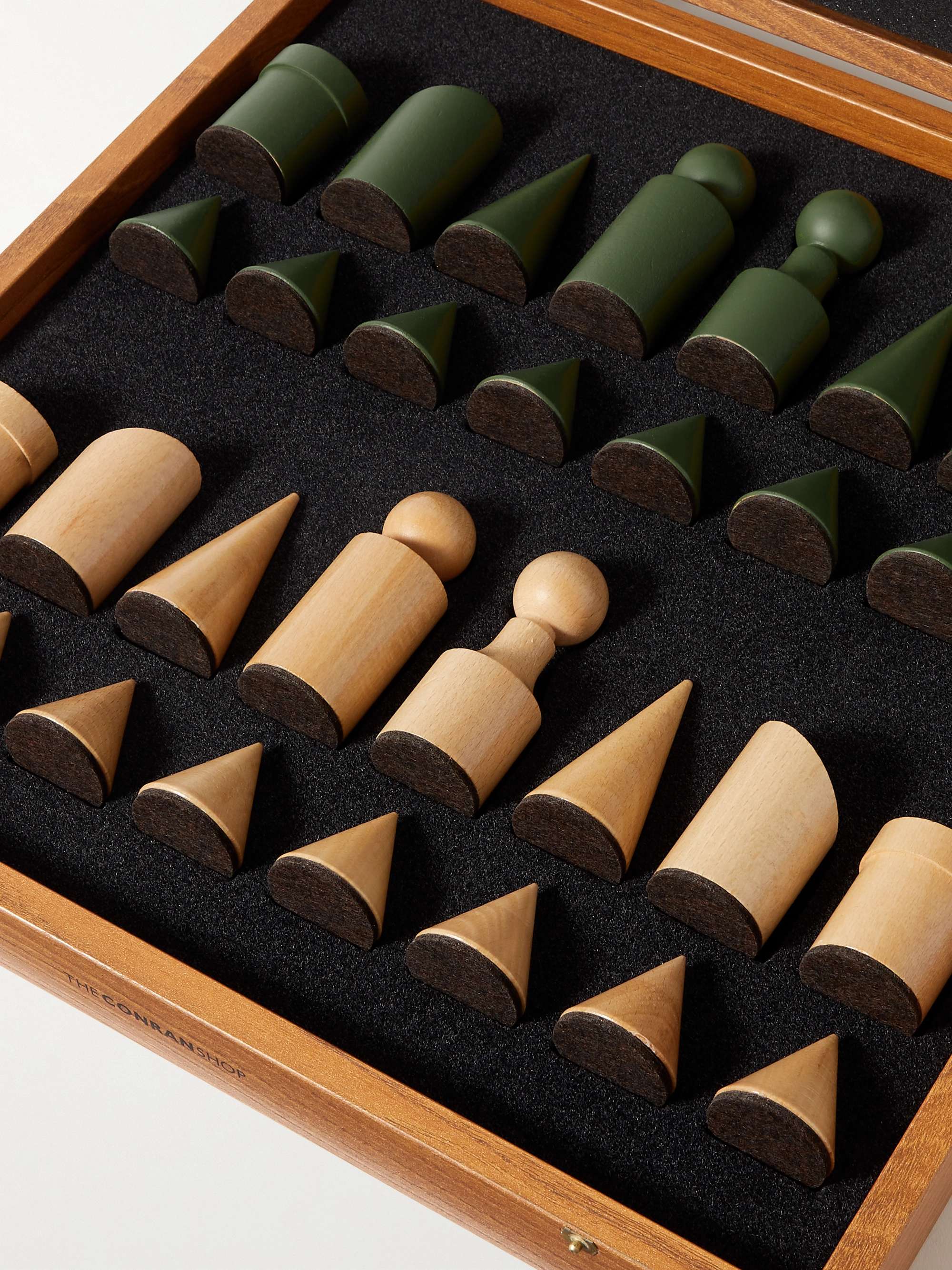 Green Oak & leather chess set, The Conran Shop