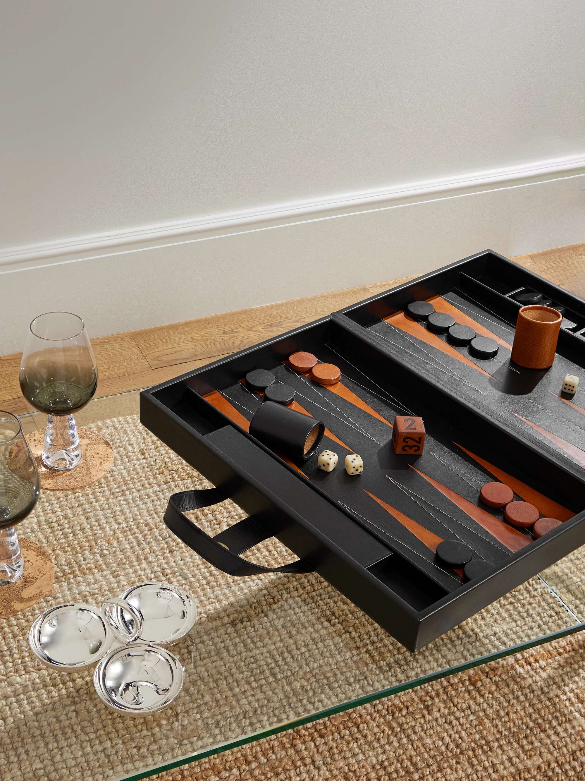 THE CONRAN SHOP + Hector Saxe Leather Backgammon Set