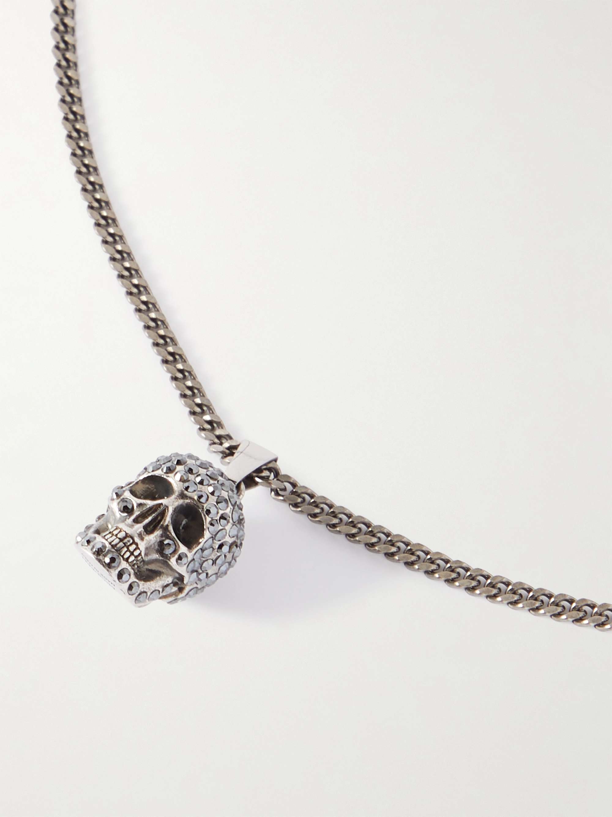 Skull Silver-Tone Crystal Necklace