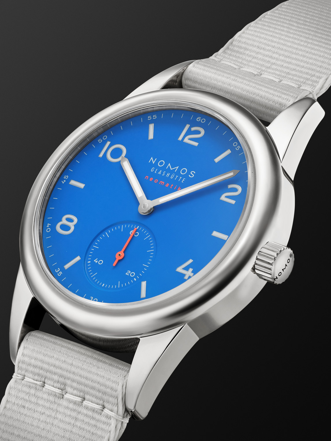 Shop Nomos Glashütte Club Neomatik Automatic 37mm Stainless Steel And Webbing Watch, Ref. No. 742 In Blue