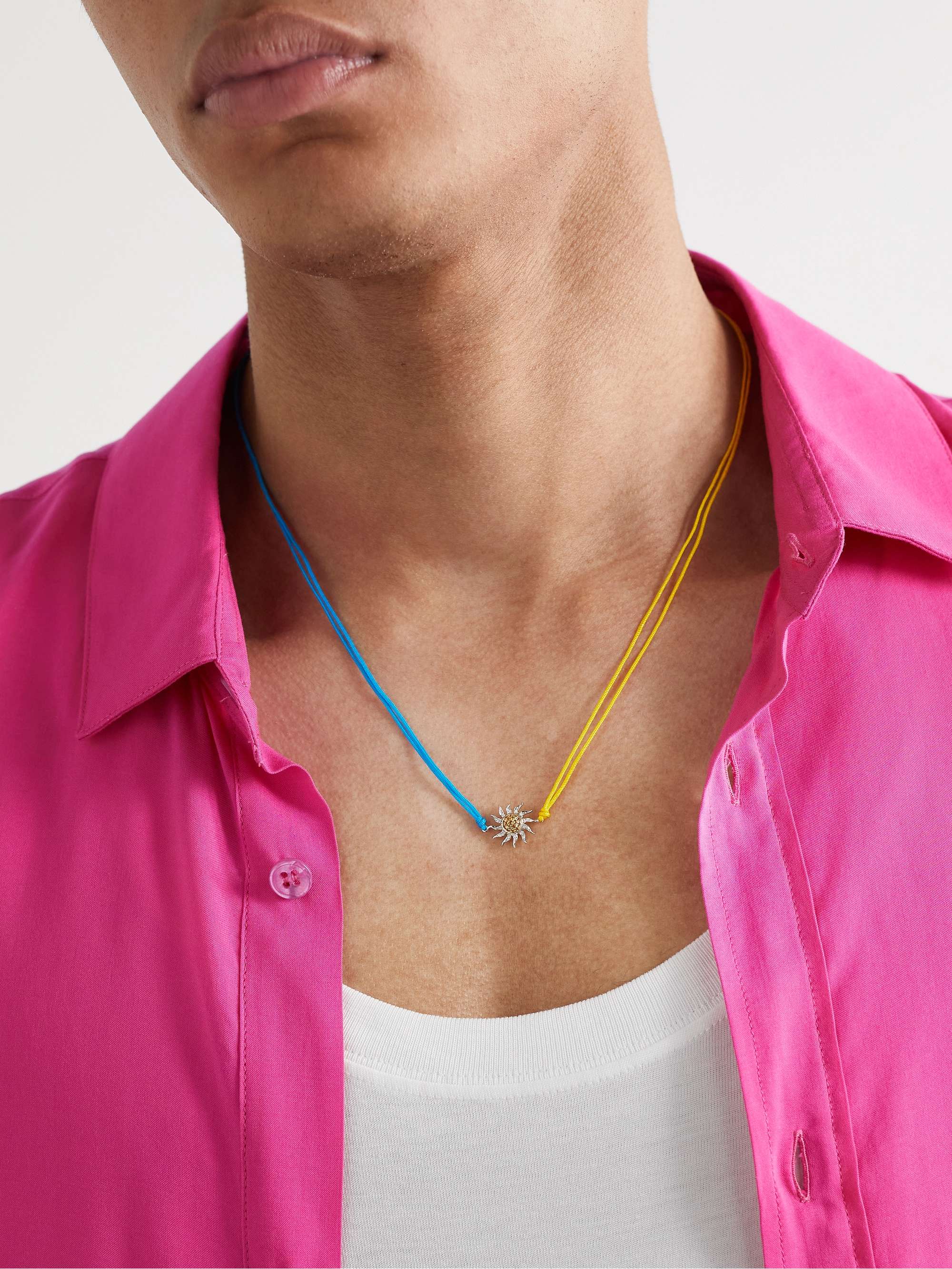 YVONNE LÉON White and Yellow Gold, Citrine, Diamond and Cord Necklace