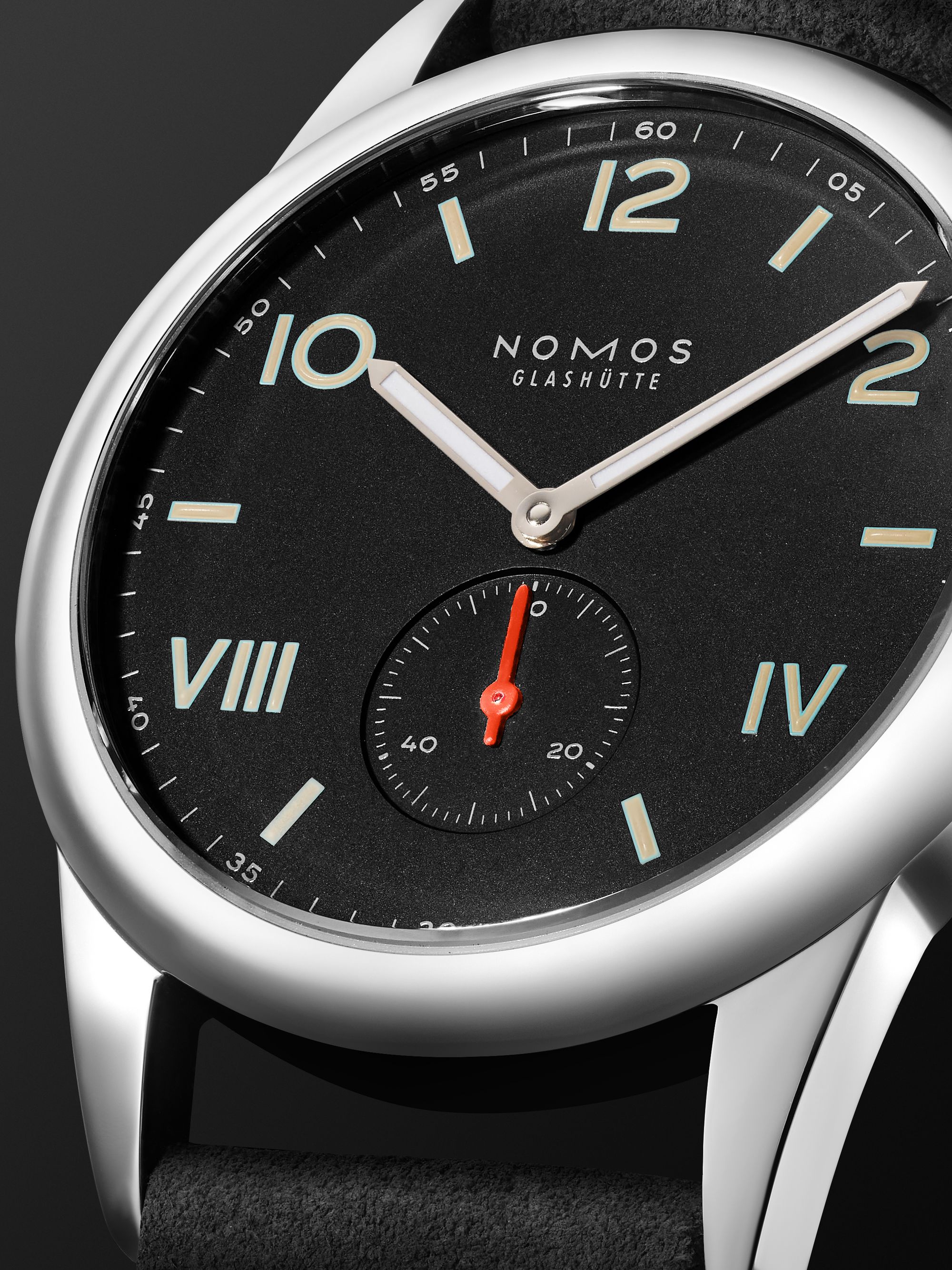 NOMOS GLASHÜTTE Club Campus Hand-Wound 38.5mm Stainless Steel and Leather Watch, Ref. No. 736