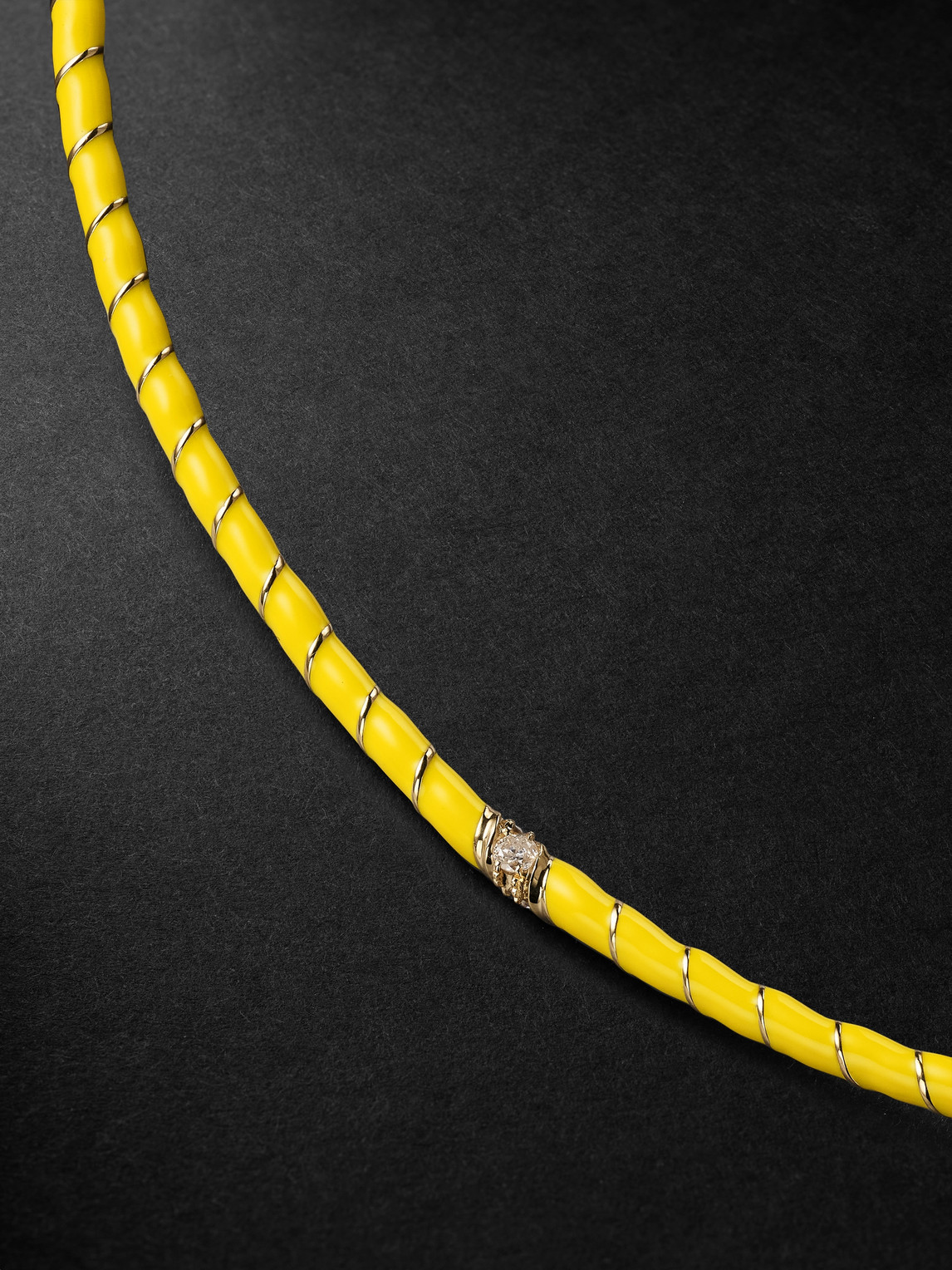 Shop Yvonne Léon Gold, Enamel And Diamond Necklace In Yellow