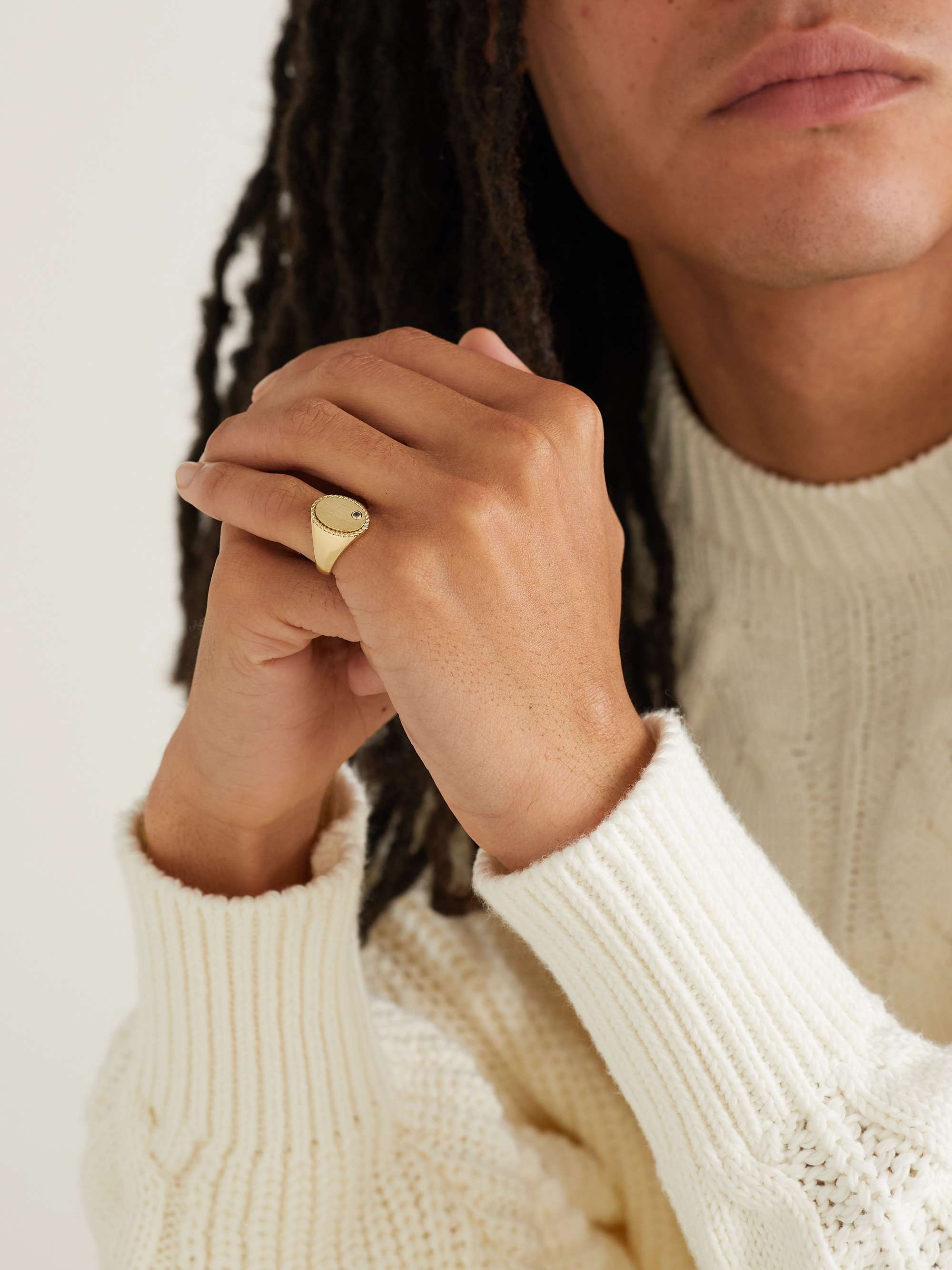 YVONNE L ON Gold Diamond Signet Ring for Men MR PORTER