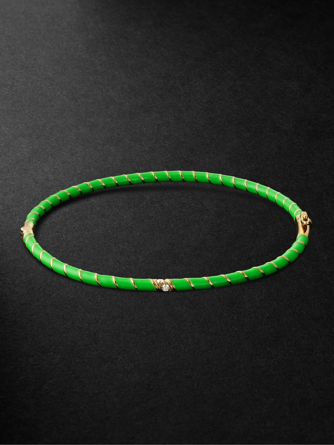 Yvonne Léon Gold, Enamel And Diamond Bracelet In Green