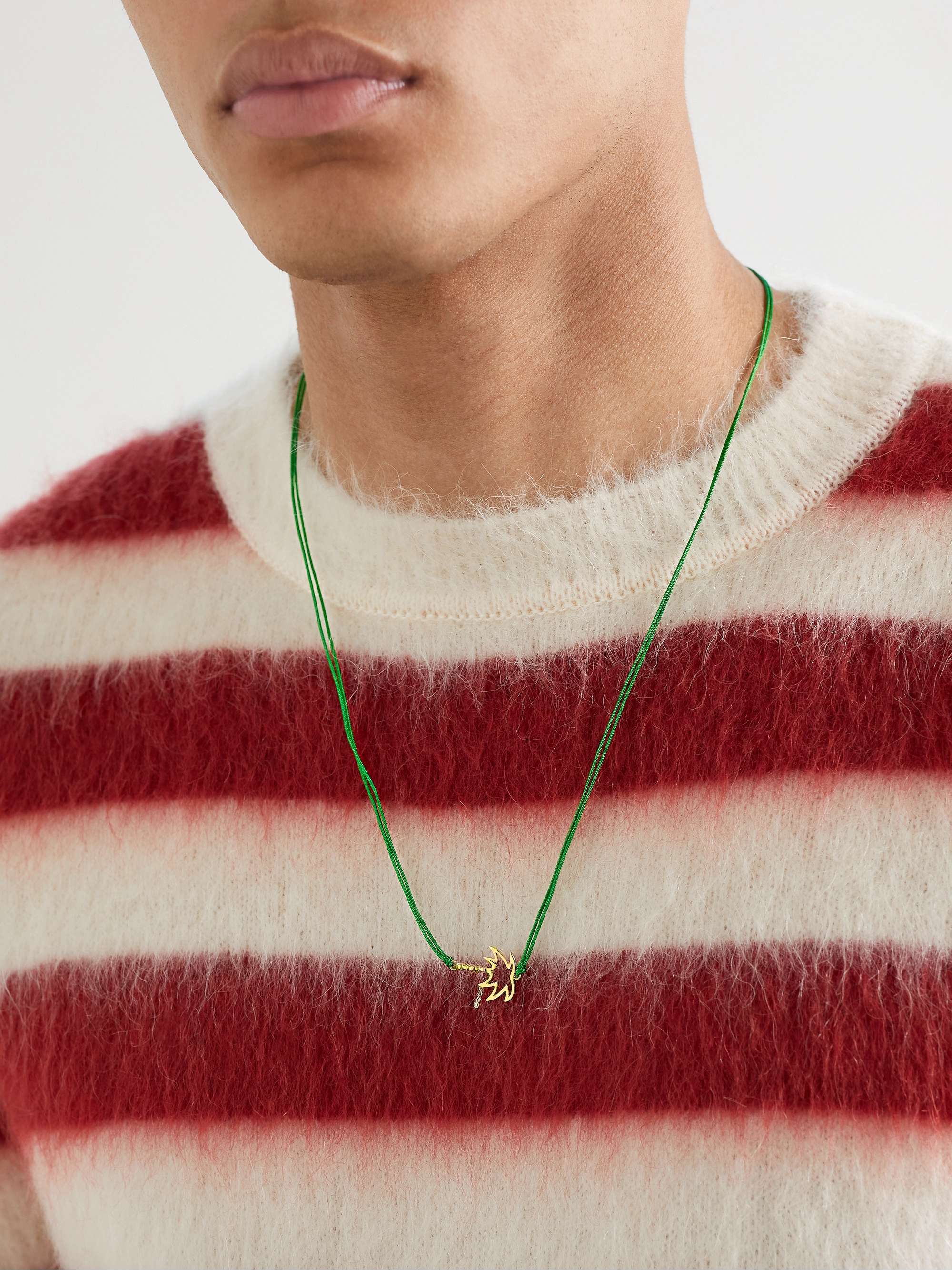 YVONNE LÉON Gold Diamond and Cord Necklace
