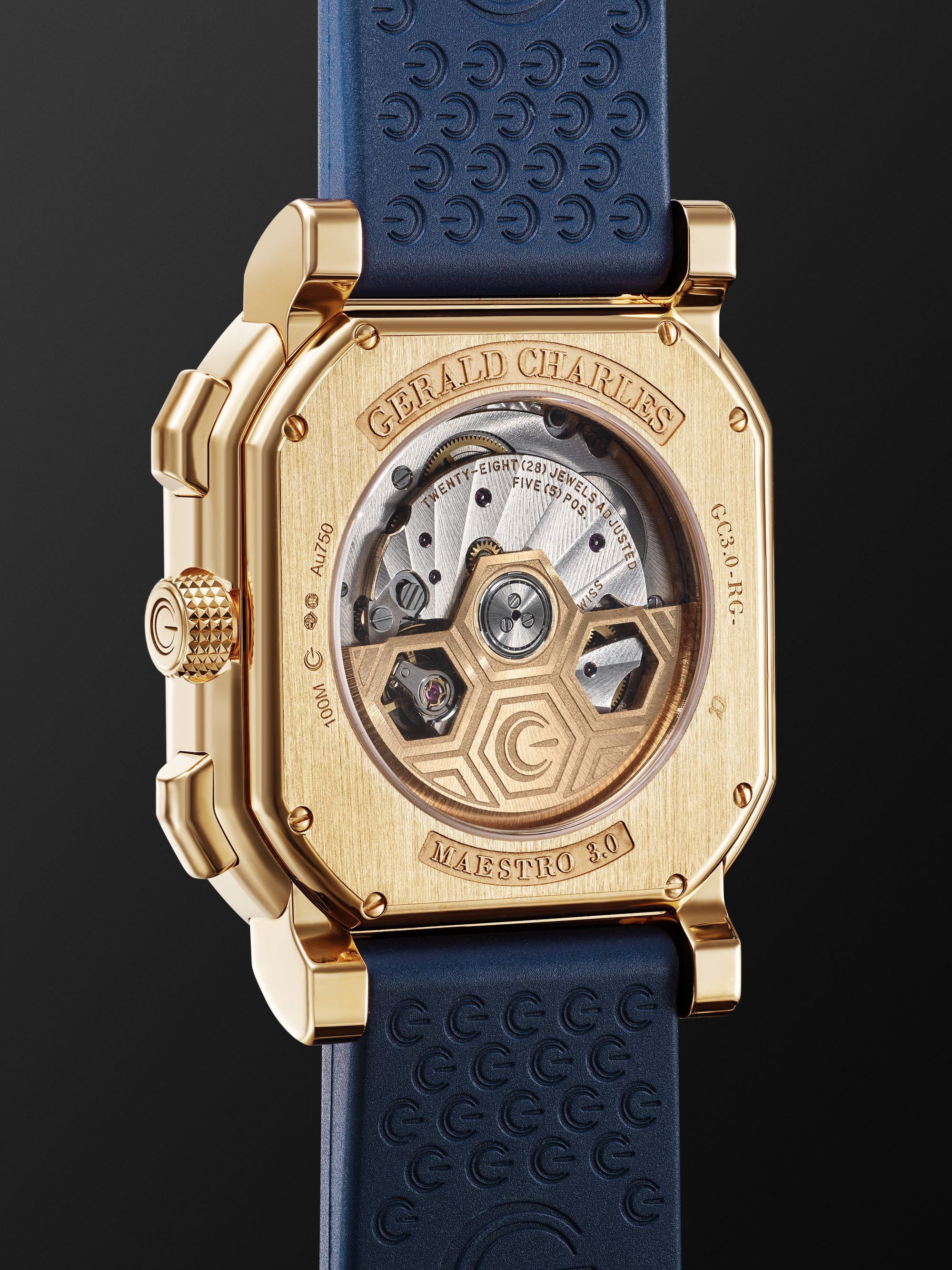 GERALD CHARLES Maestro 3.0 Automatic Chronograph 28mm 18-Karat Rose Gold and Rubber Watch, Ref. No. GC3.0-RG-01