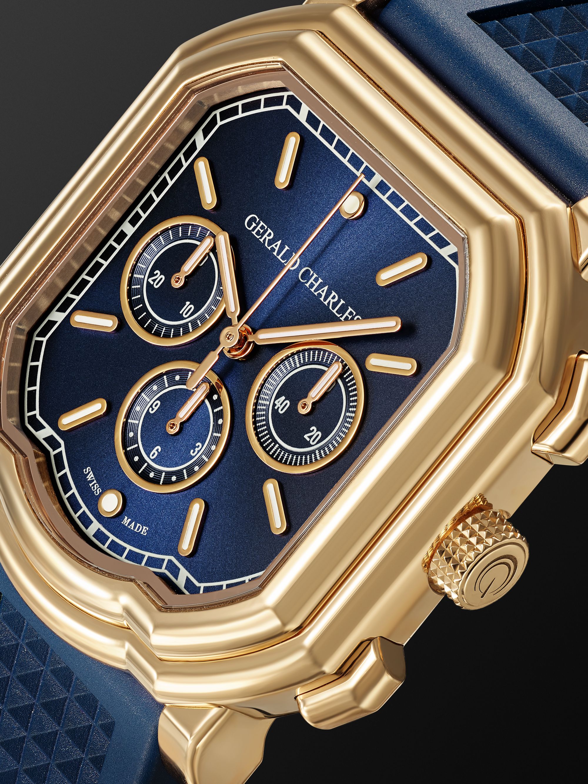 GERALD CHARLES Maestro 3.0 Automatic Chronograph 28mm 18-Karat Rose Gold and Rubber Watch, Ref. No. GC3.0-RG-01