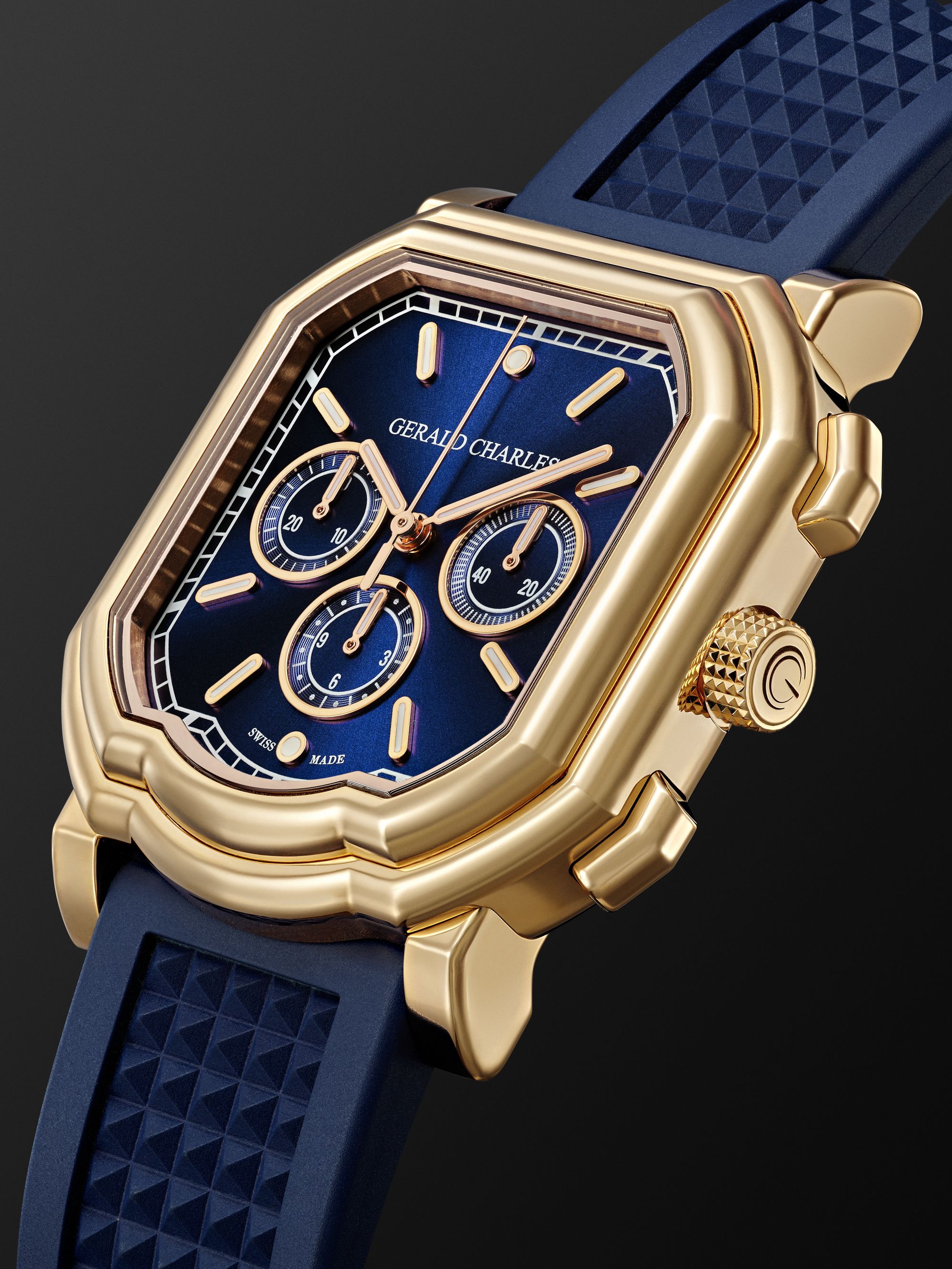 GERALD CHARLES Maestro 3.0 Automatic Chronograph 28mm 18-Karat Rose Gold and Rubber Watch, Ref. No. GC3.0-RG-01