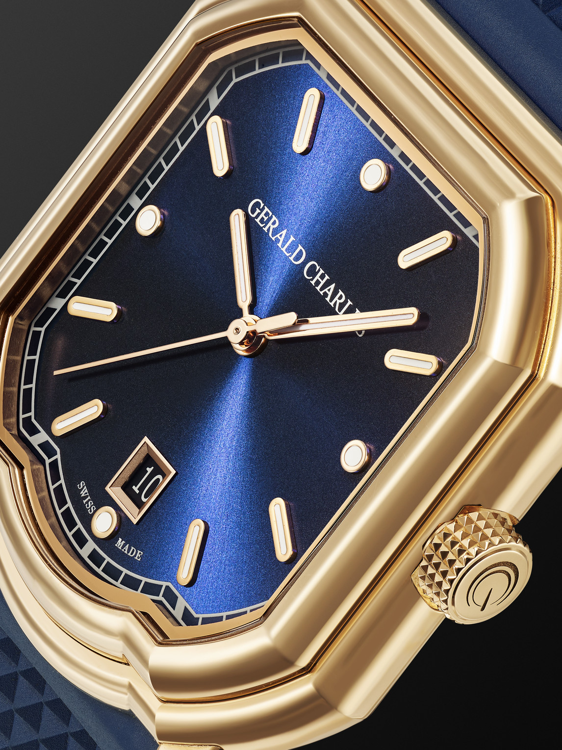 Shop Gerald Charles Maestro 2.0 Ultra-thin Automatic 39mm 18-karat Rose Gold And Rubber Watch, Ref. No. Gc2.0-rg-01 In Blue