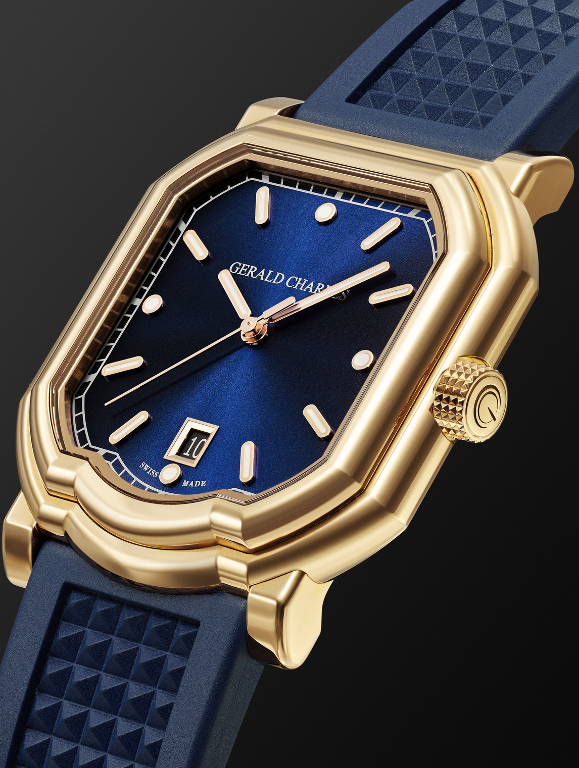 Shop Gerald Charles Maestro 2.0 Ultra-thin Automatic 39mm 18-karat Rose Gold And Rubber Watch, Ref. No. Gc2.0-rg-01 In Blue